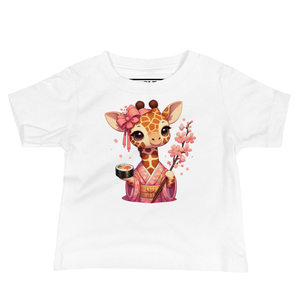 Geisha Giraffe - Holding Cherry Blossoms - Baby Tee