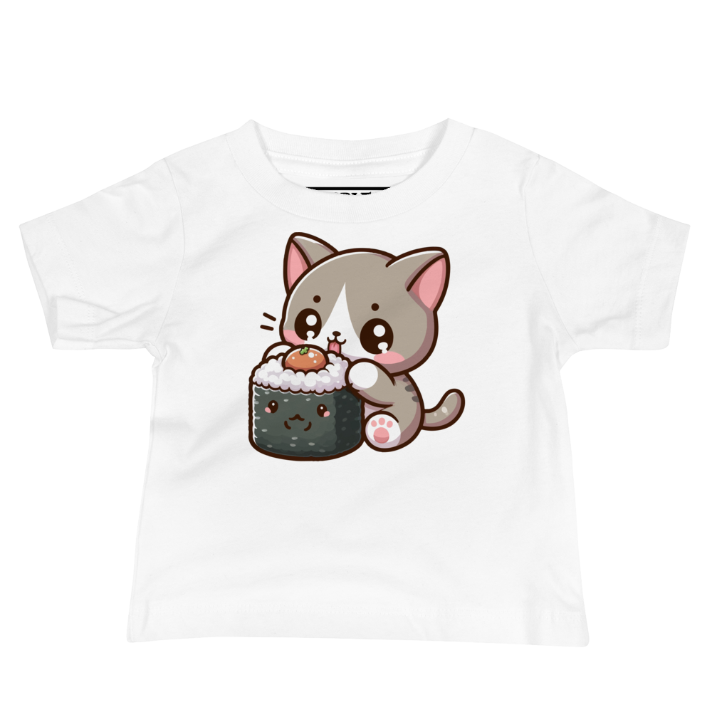 Grey Kitten - Eating Sushi - Baby Tee