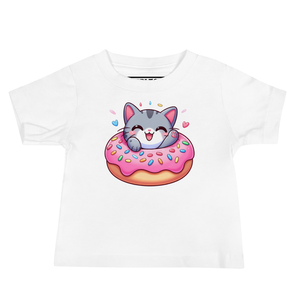 Grey Kitten - Laughing in a Donut - Baby Tee