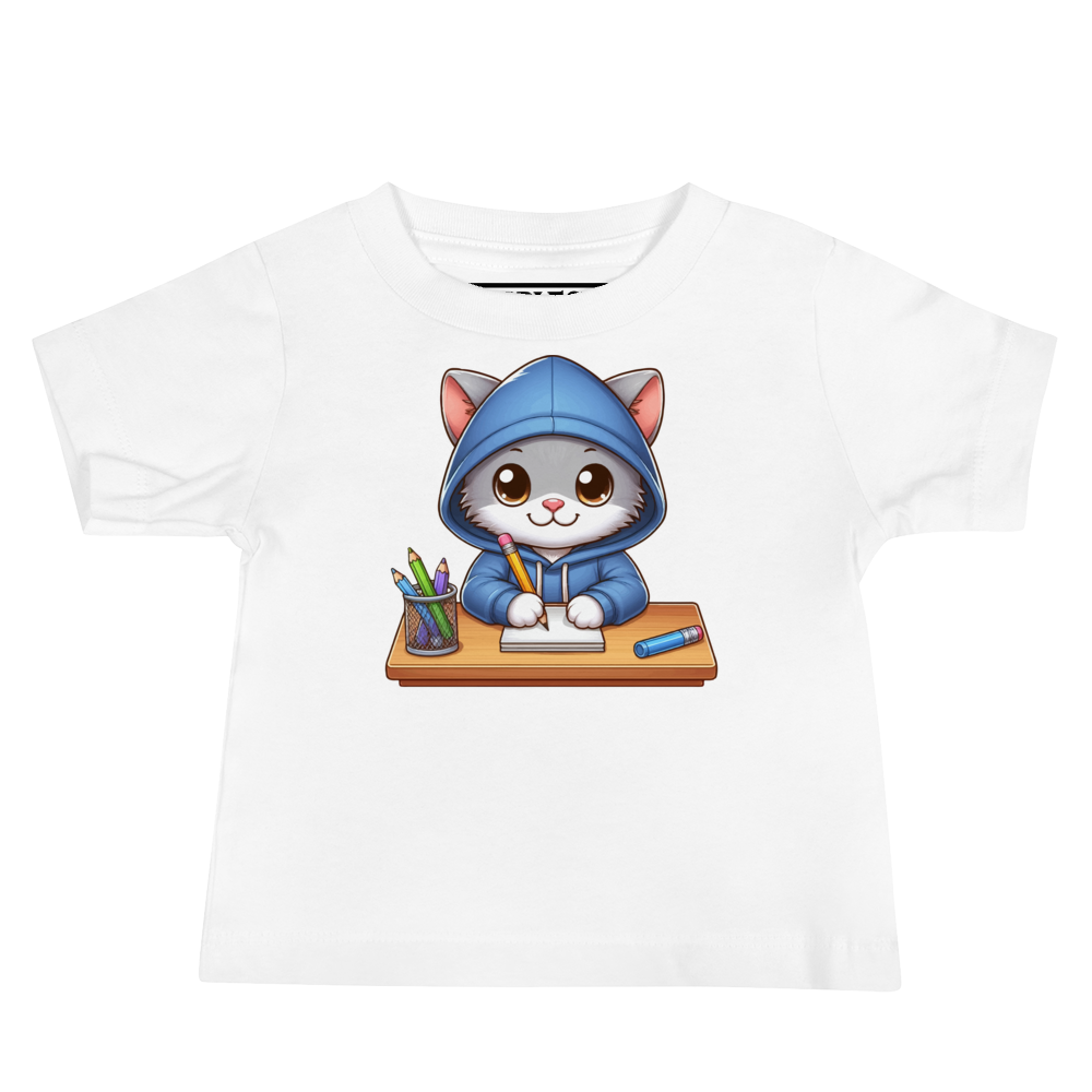 Grey Kitten Doing School - Baby Tee