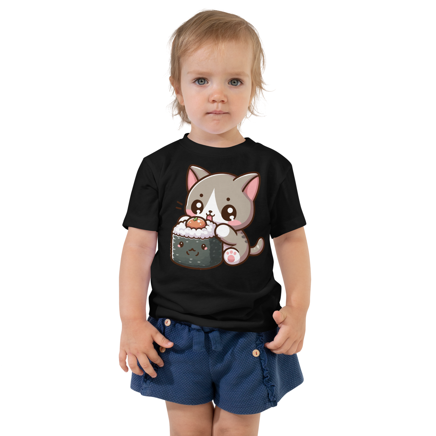 Grey Kitten - Eating Sushi - Toddler Tee