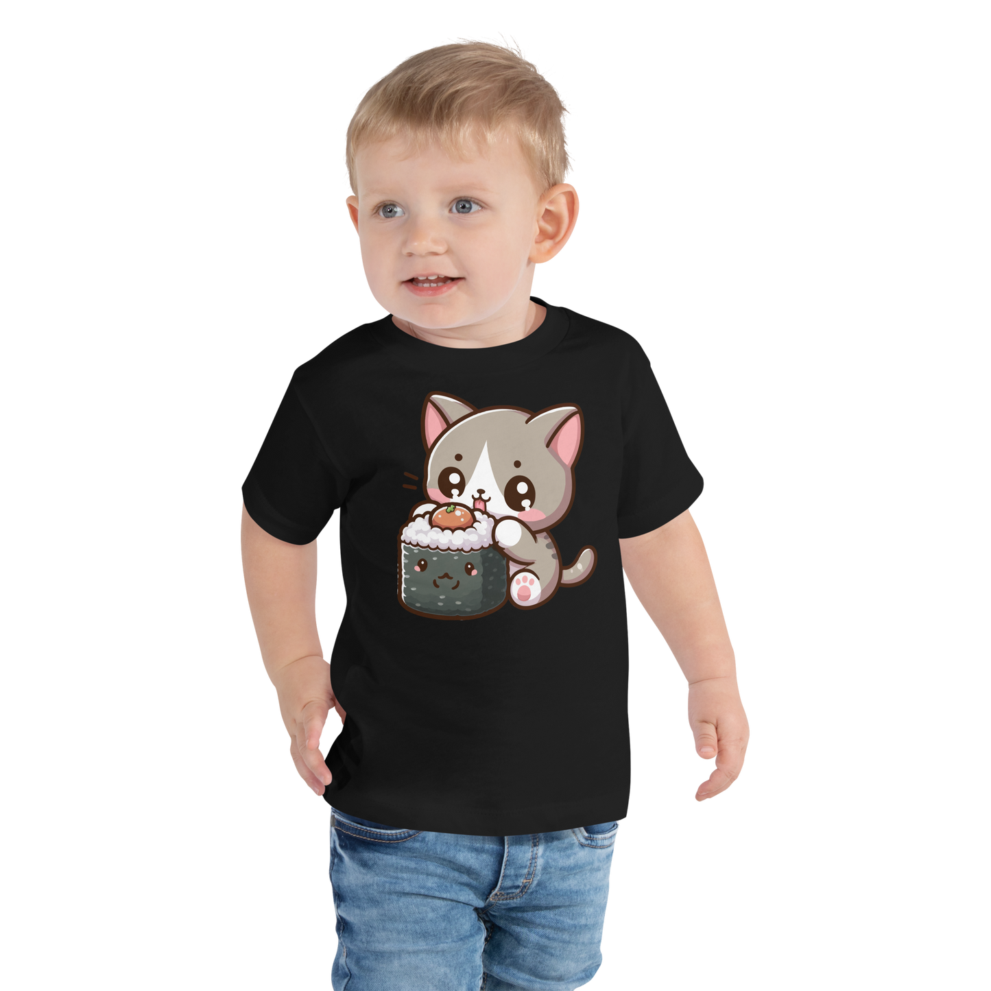 Grey Kitten - Eating Sushi - Toddler Tee
