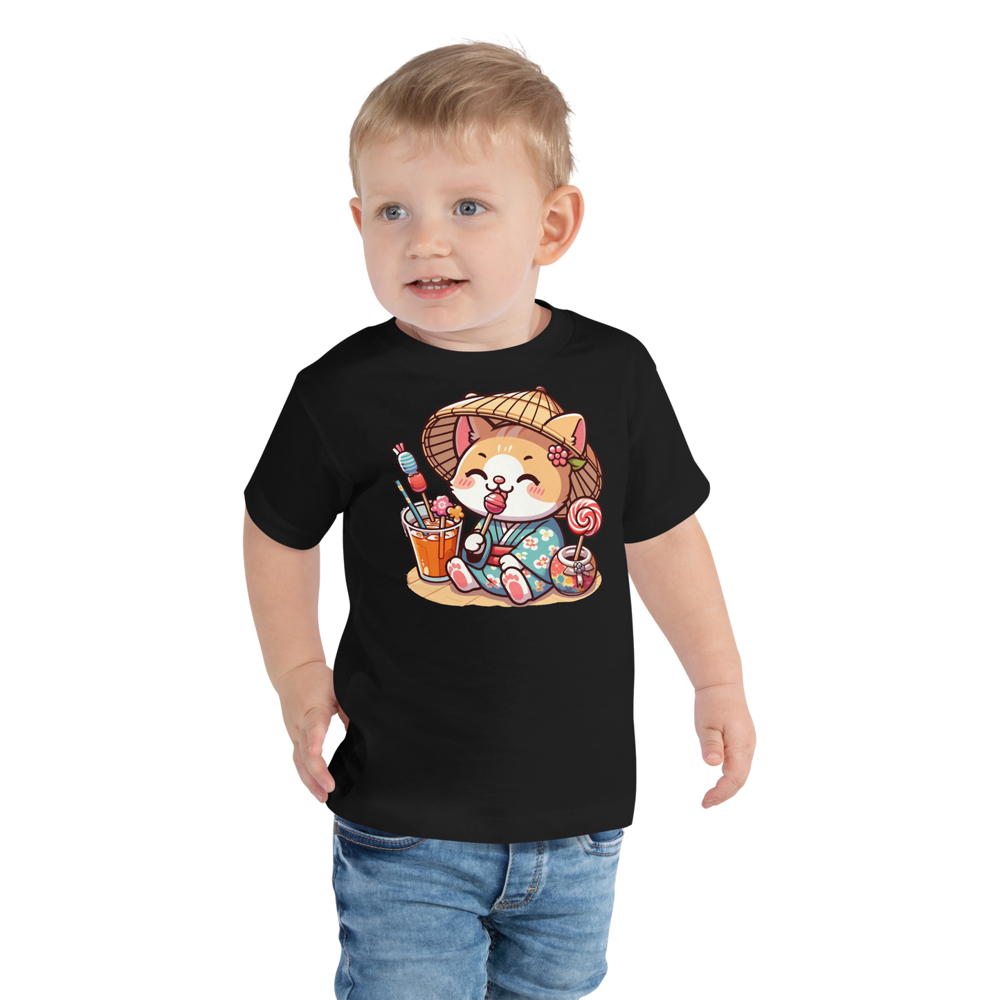 Orange Kitten in a Kimono - Toddler Tee