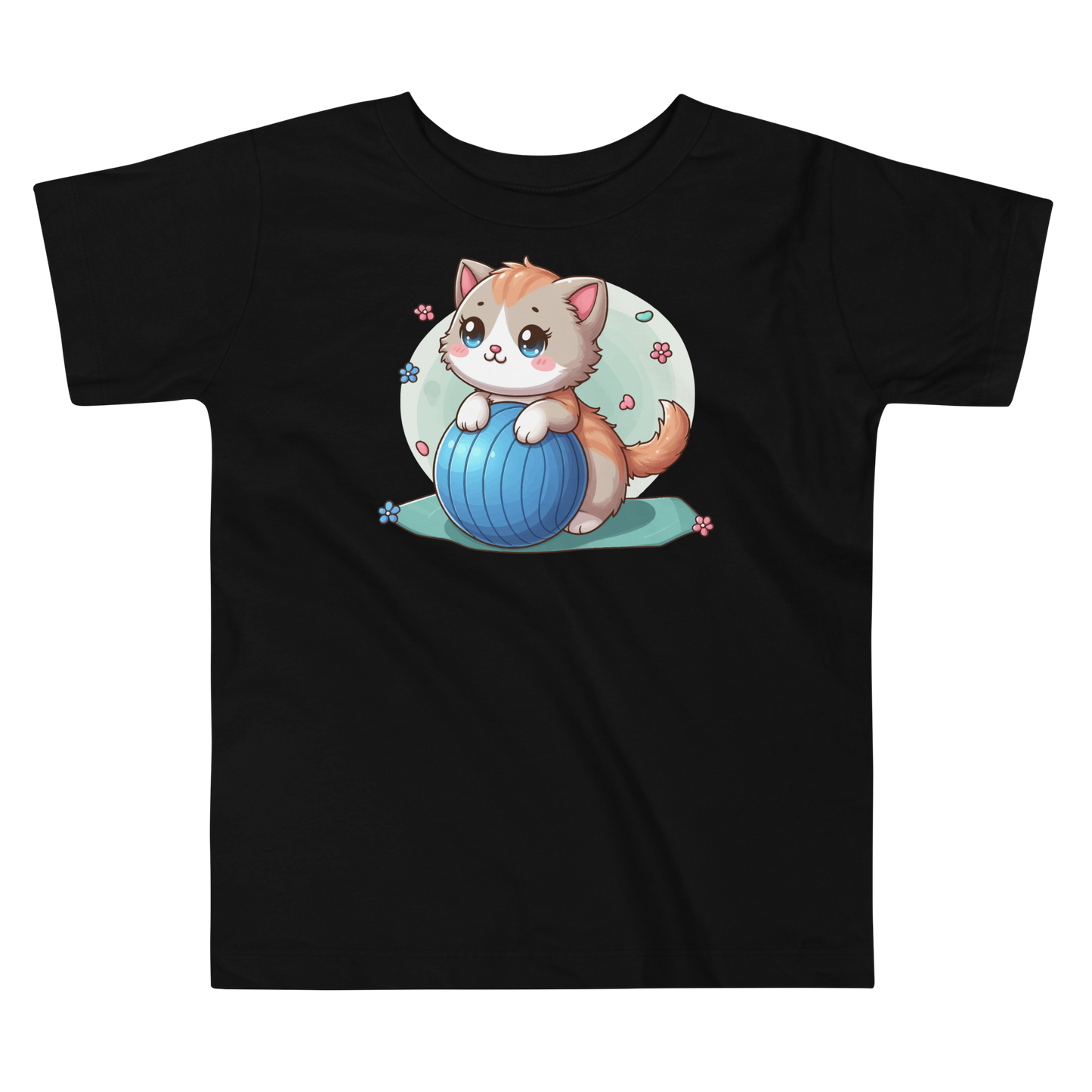 Brown Kitten on Blue Ball - Toddler Tee