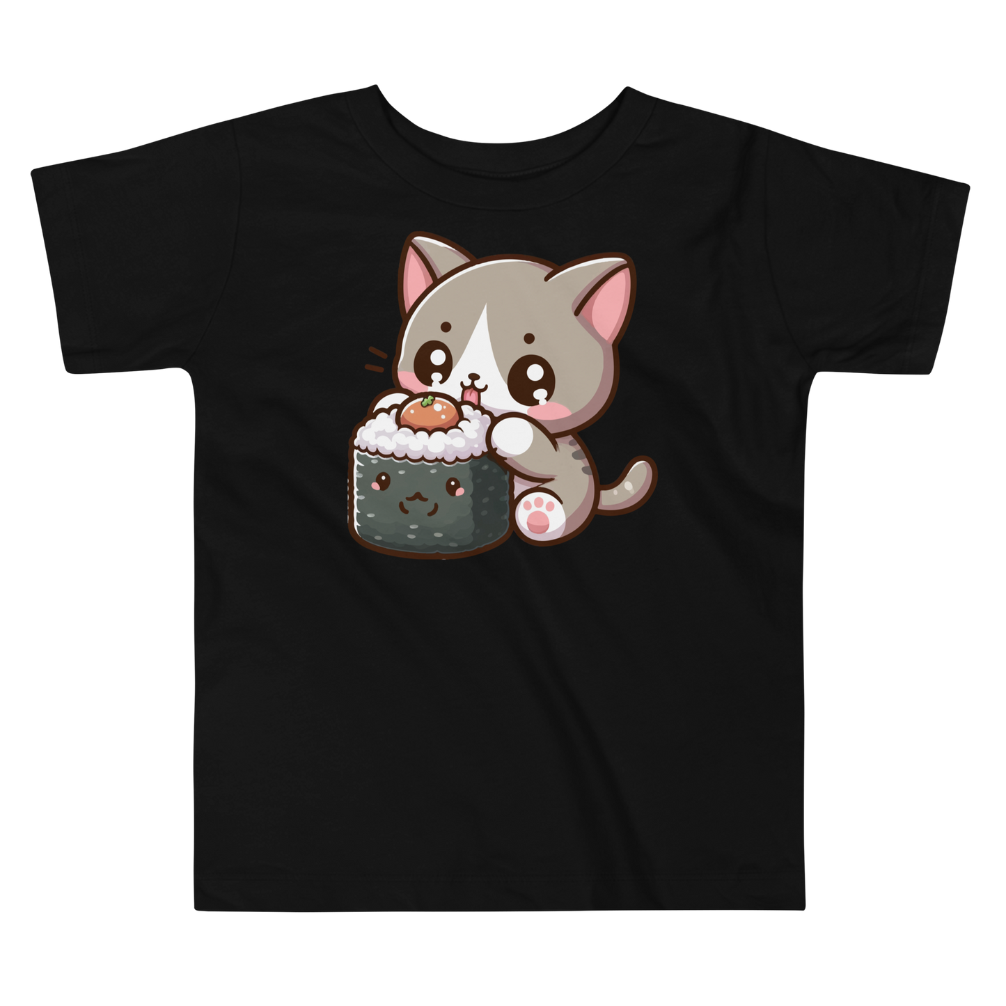 Grey Kitten - Eating Sushi - Toddler Tee