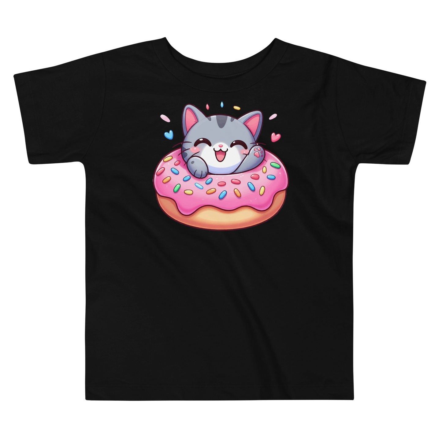 Grey Kitten - Laughing in a Donut - Toddler Tee