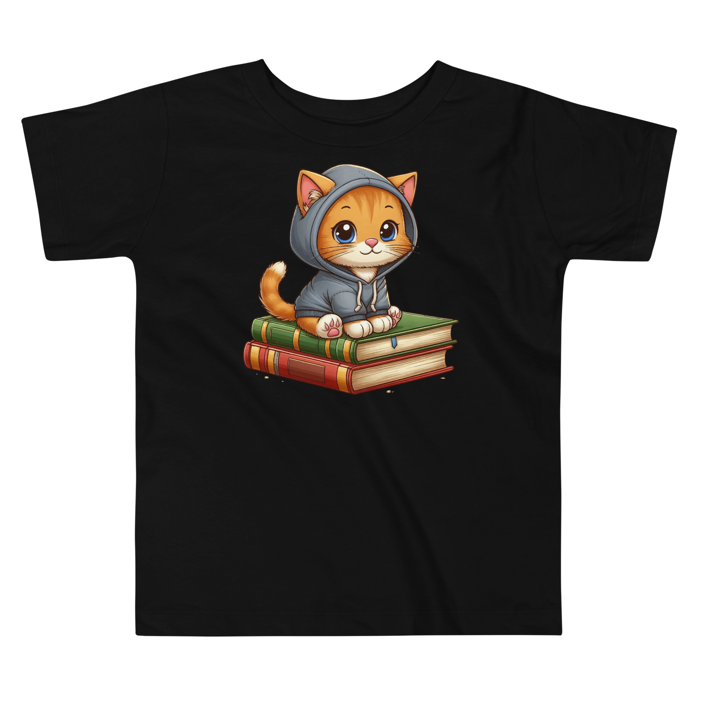 Orange Kitten - Sitting on Books - Toddler Tee