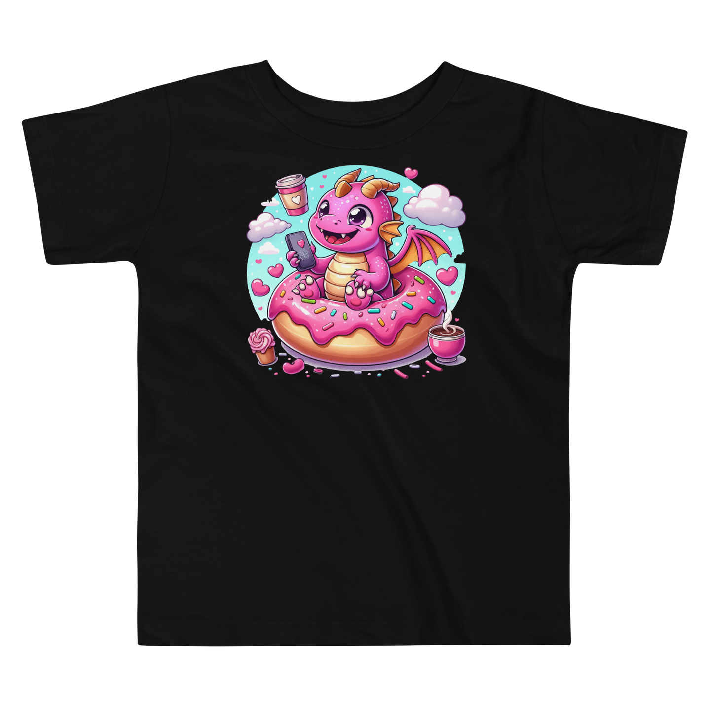 Pink Dragon - Loving Coffee and Donuts - Toddler Tee