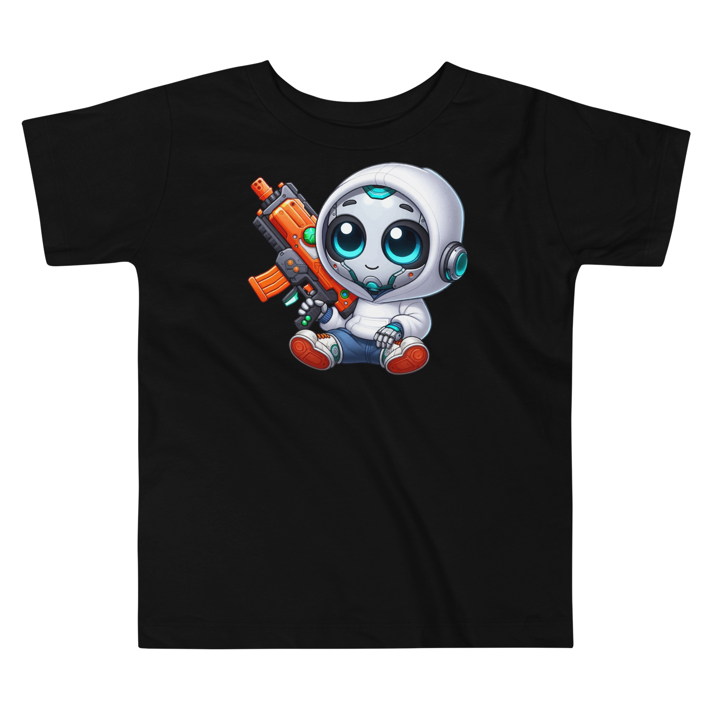 White Robot with Foam Dart Blaster - Toddler Tee