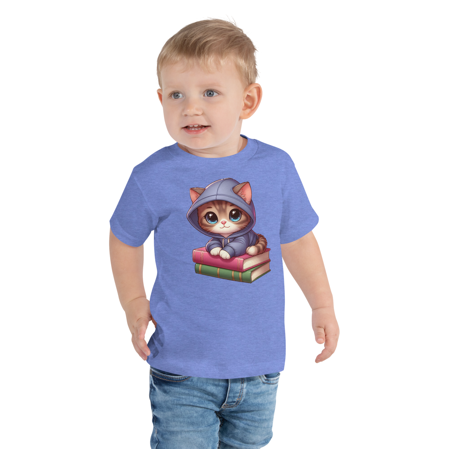 Brown Kitten - Sitting on Books - Toddler Tee