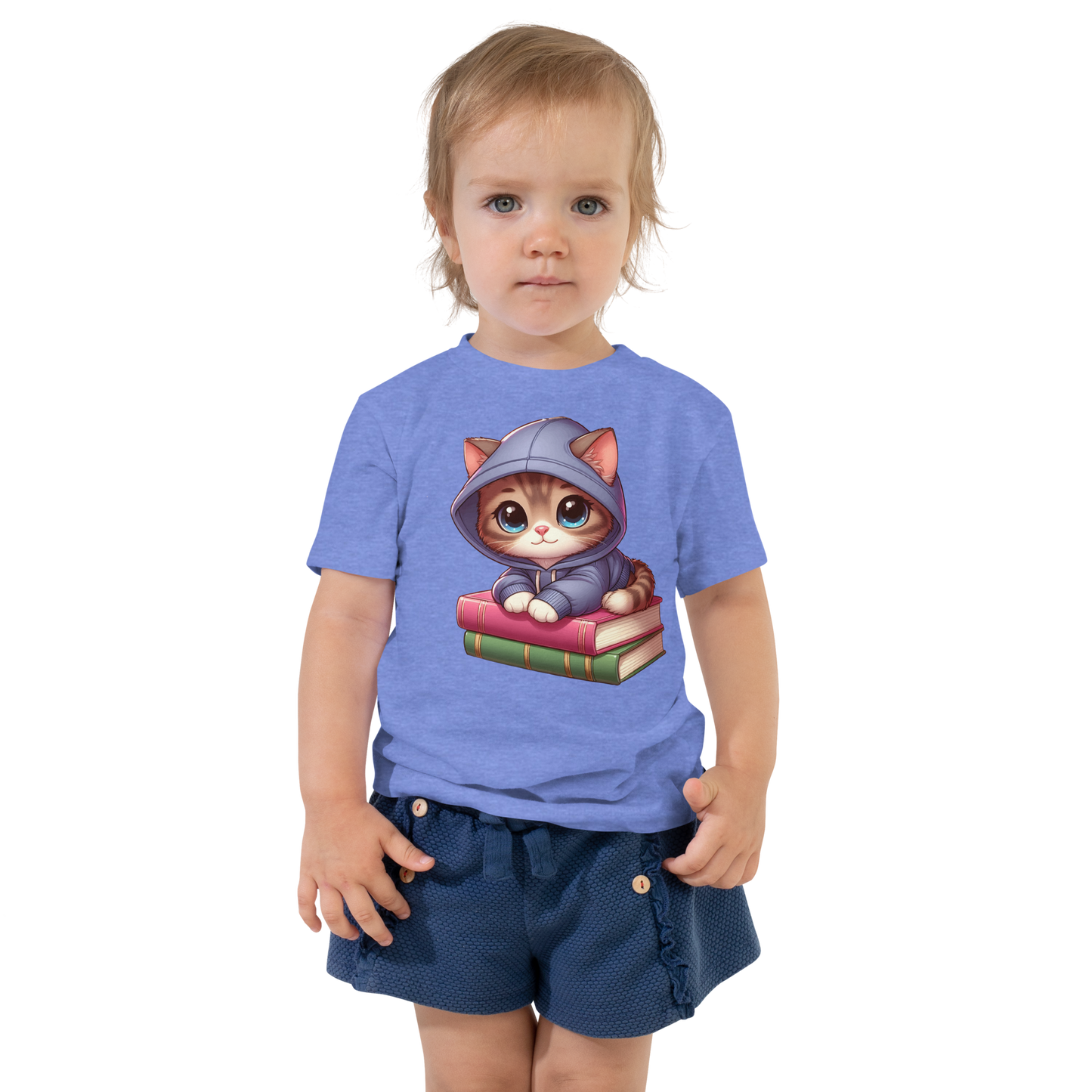 Brown Kitten - Sitting on Books - Toddler Tee