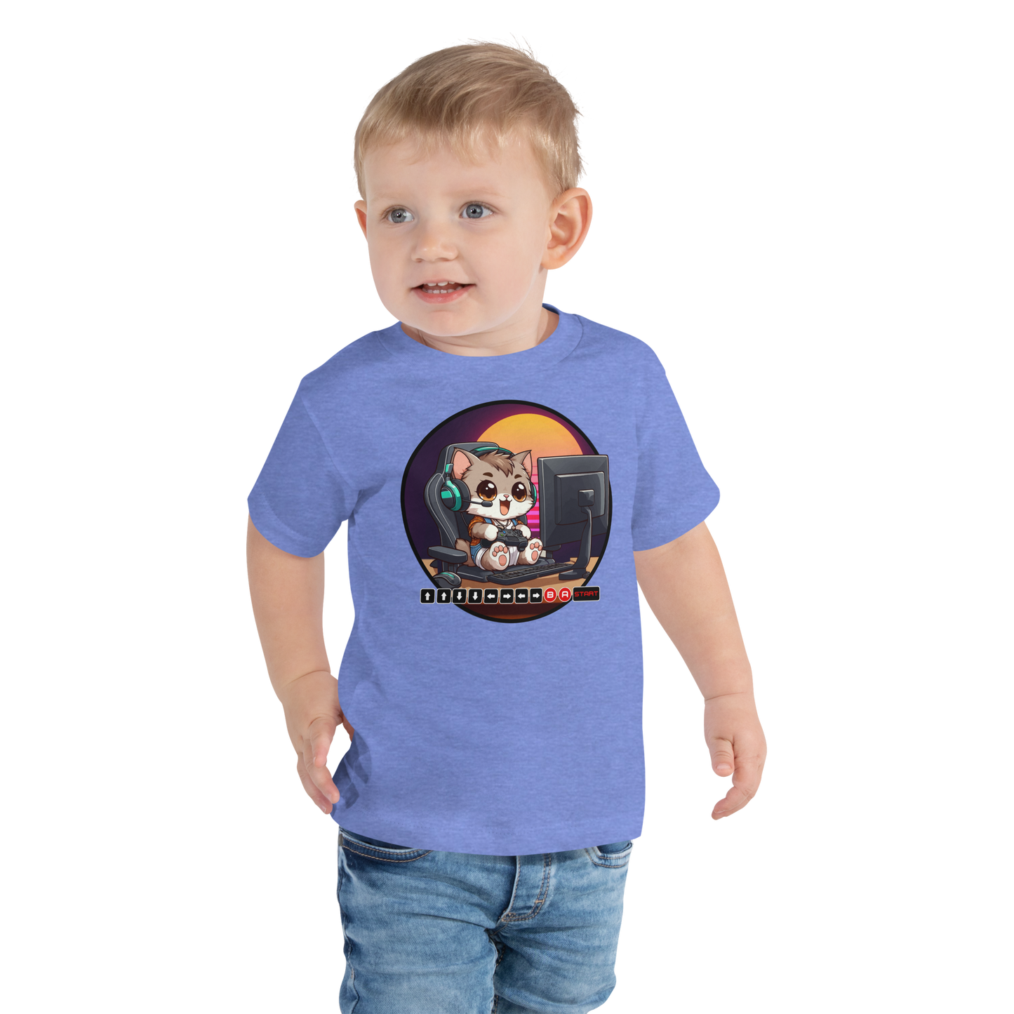 Gamer Kitten - Green Headset - Toddler Tee