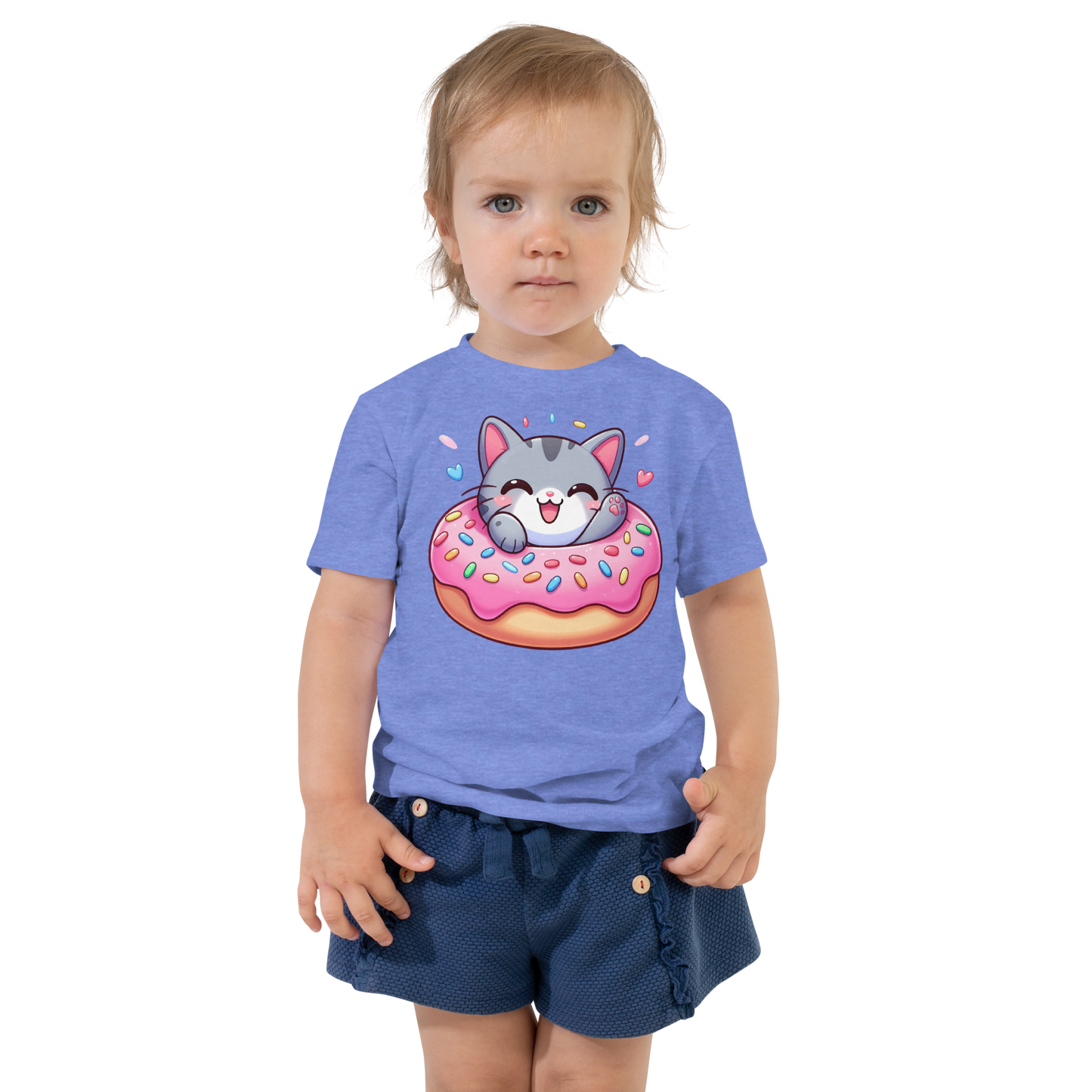 Grey Kitten - Laughing in a Donut - Toddler Tee