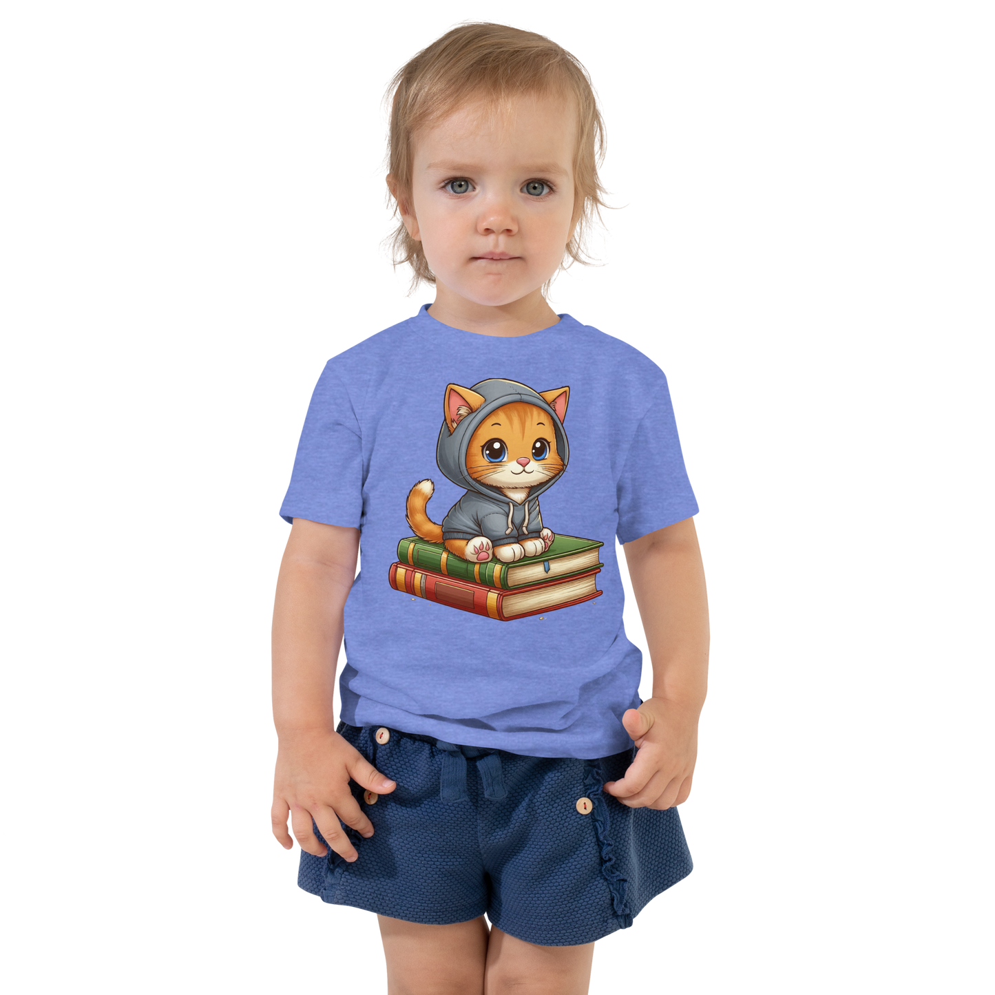 Orange Kitten - Sitting on Books - Toddler Tee