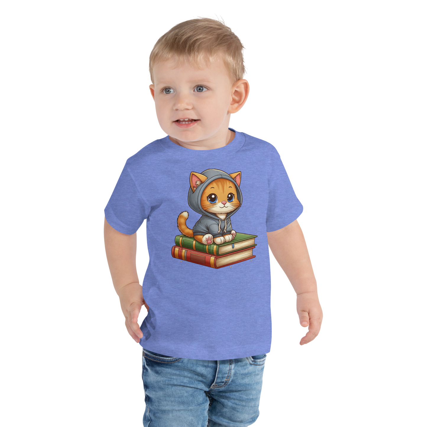 Orange Kitten - Sitting on Books - Toddler Tee
