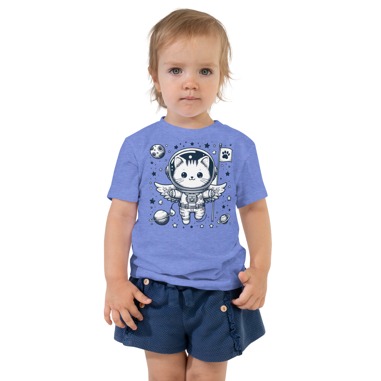 Space Kitten with Stars - Toddler Tee