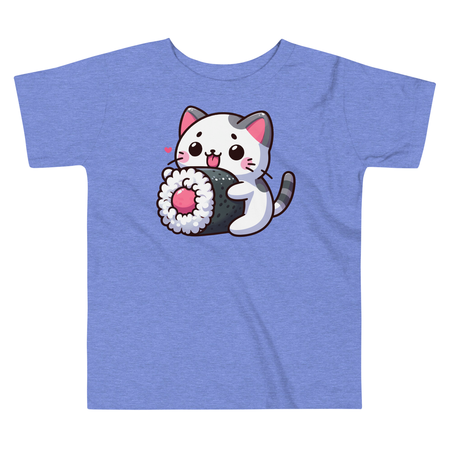 Black and Grey Kitten - Eating Sushi - Toddler Tee