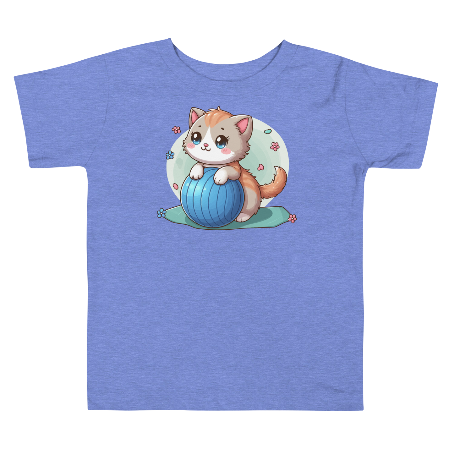 Brown Kitten on Blue Ball - Toddler Tee