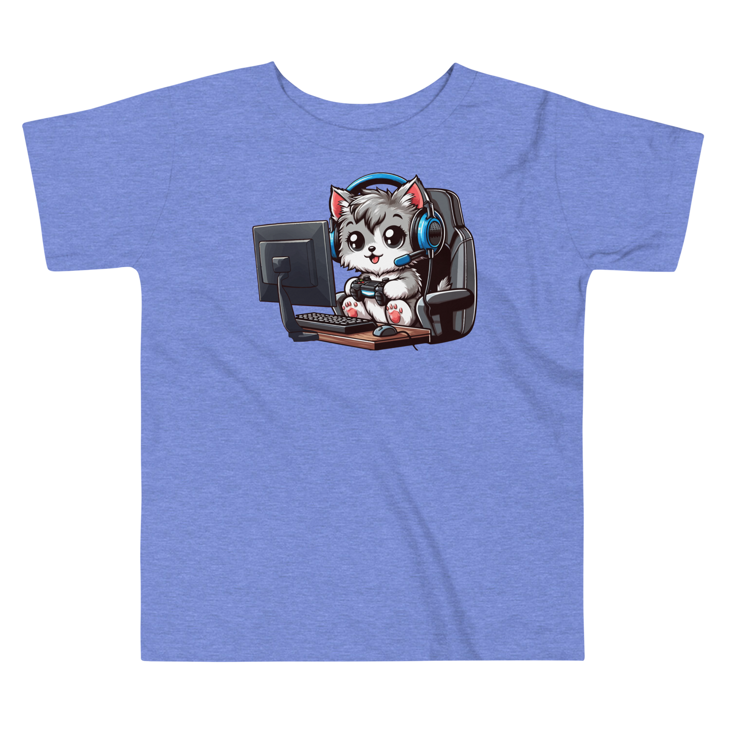 Gamer Kitten - Blue Headset - Toddler Tee
