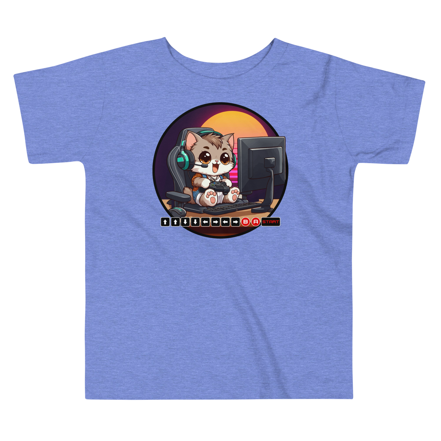 Gamer Kitten - Green Headset - Toddler Tee