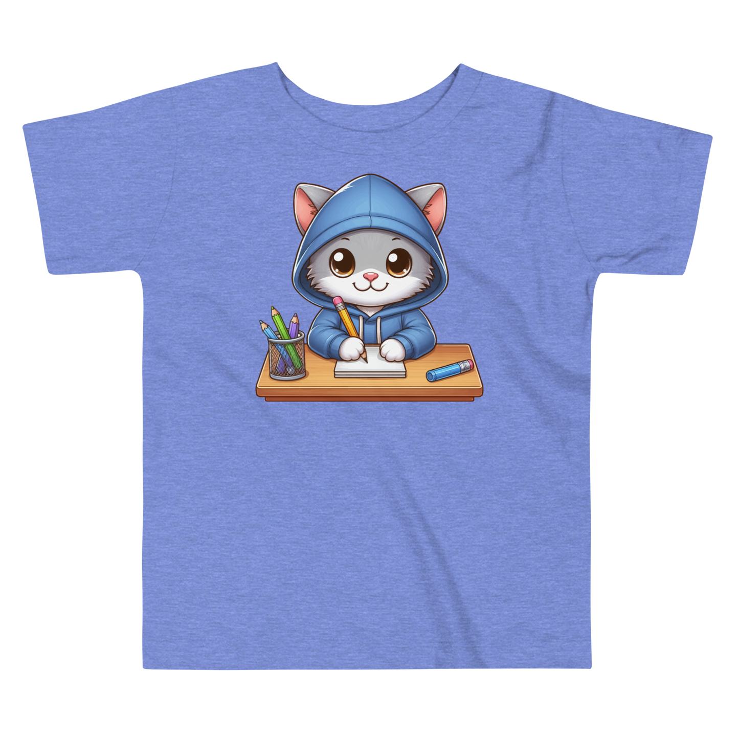 Grey Kitten Doing School - Toddler Tee