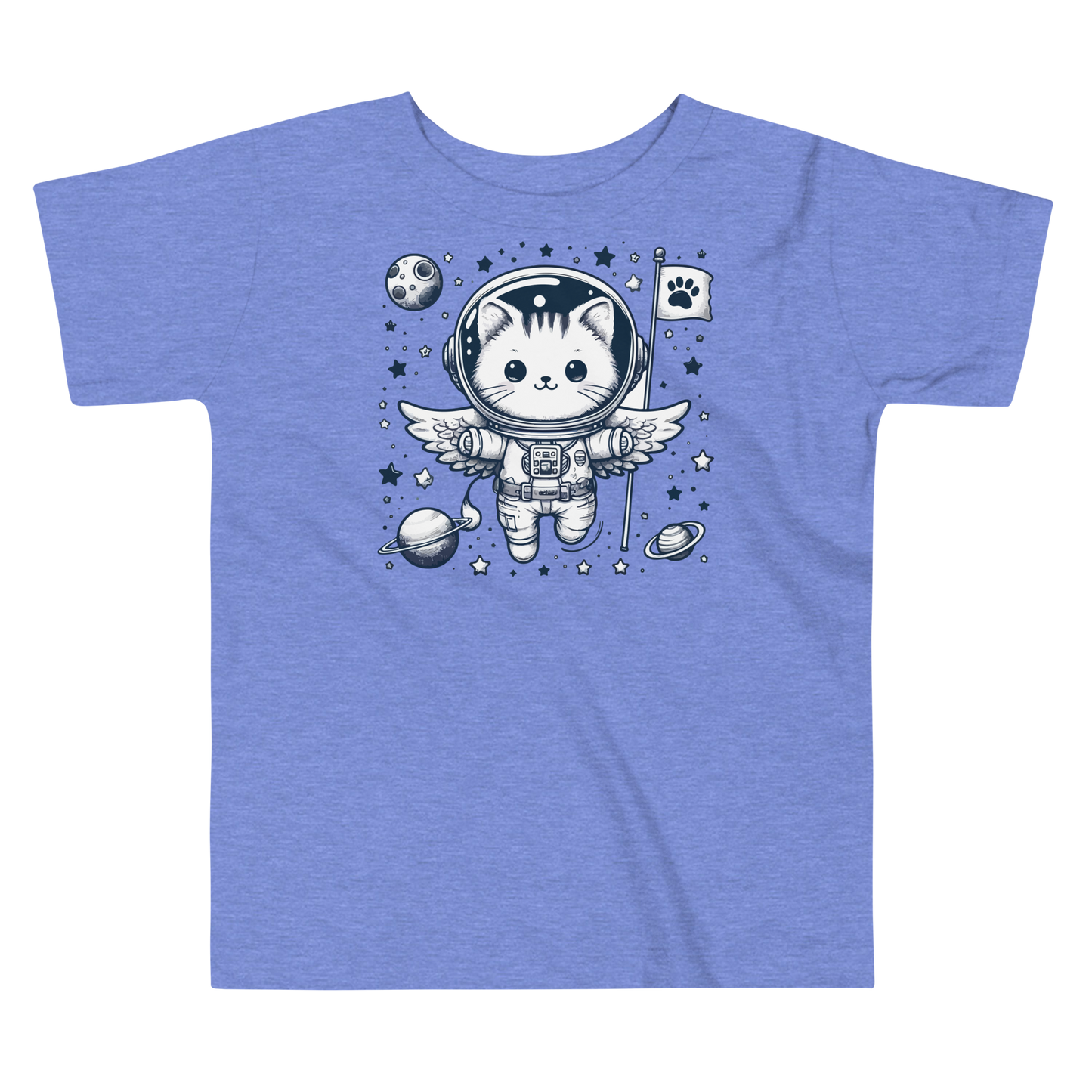 Space Kitten with Stars - Toddler Tee