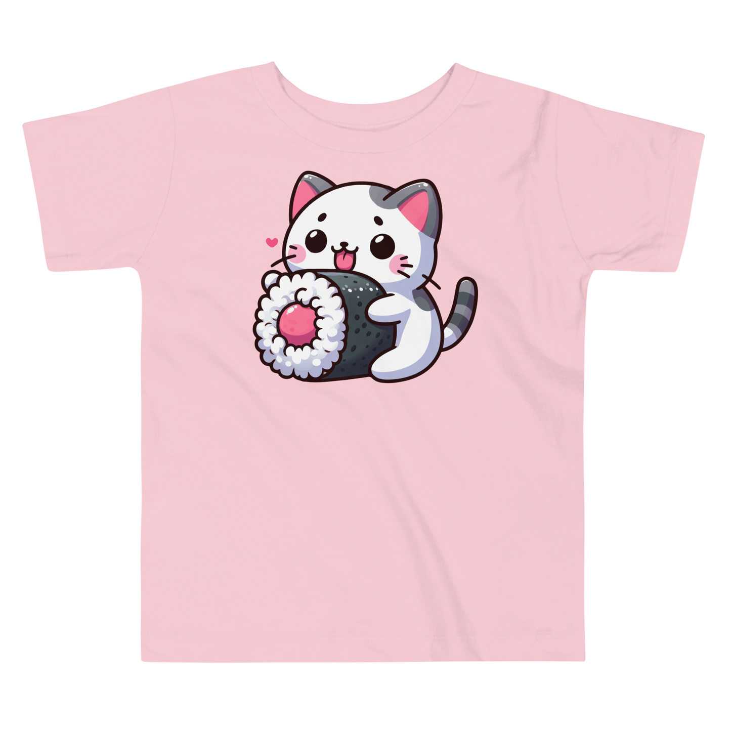 Black and Grey Kitten - Eating Sushi - Toddler Tee