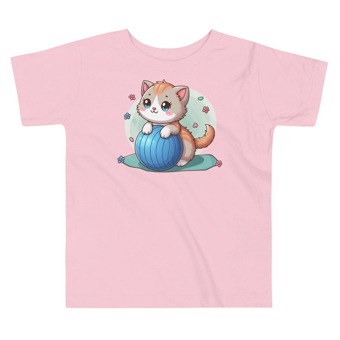 Brown Kitten on Blue Ball - Toddler Tee