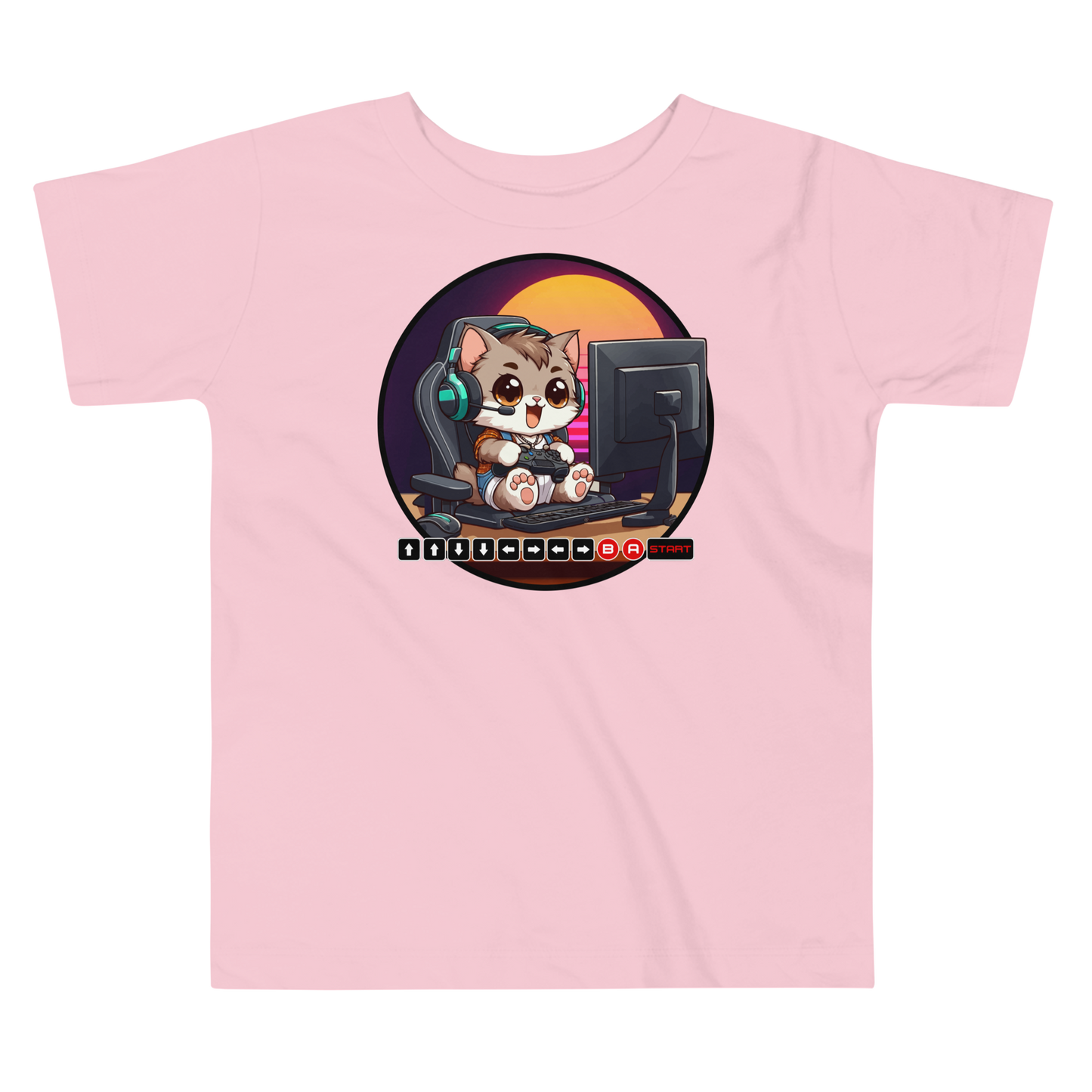 Gamer Kitten - Green Headset - Toddler Tee