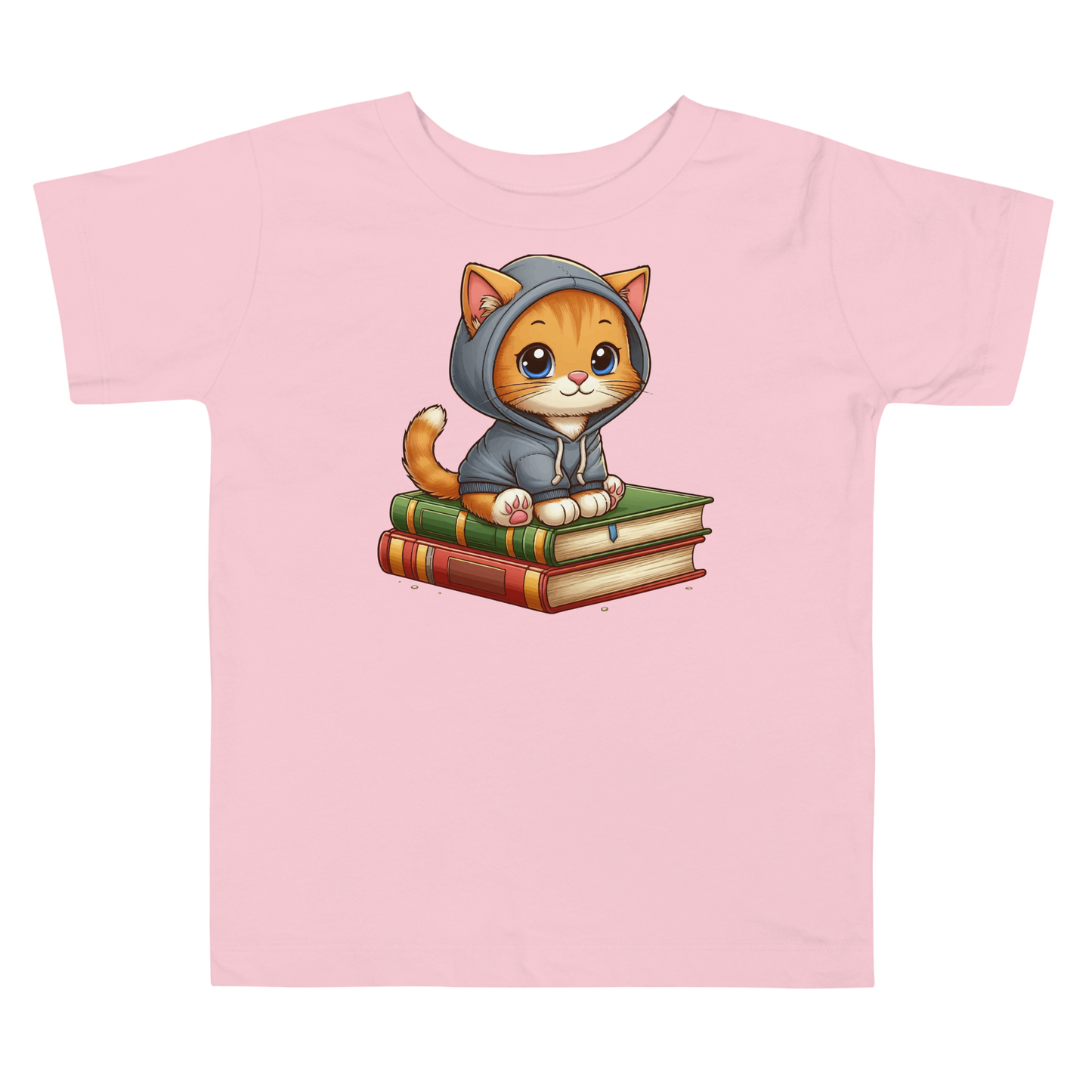 Orange Kitten - Sitting on Books - Toddler Tee