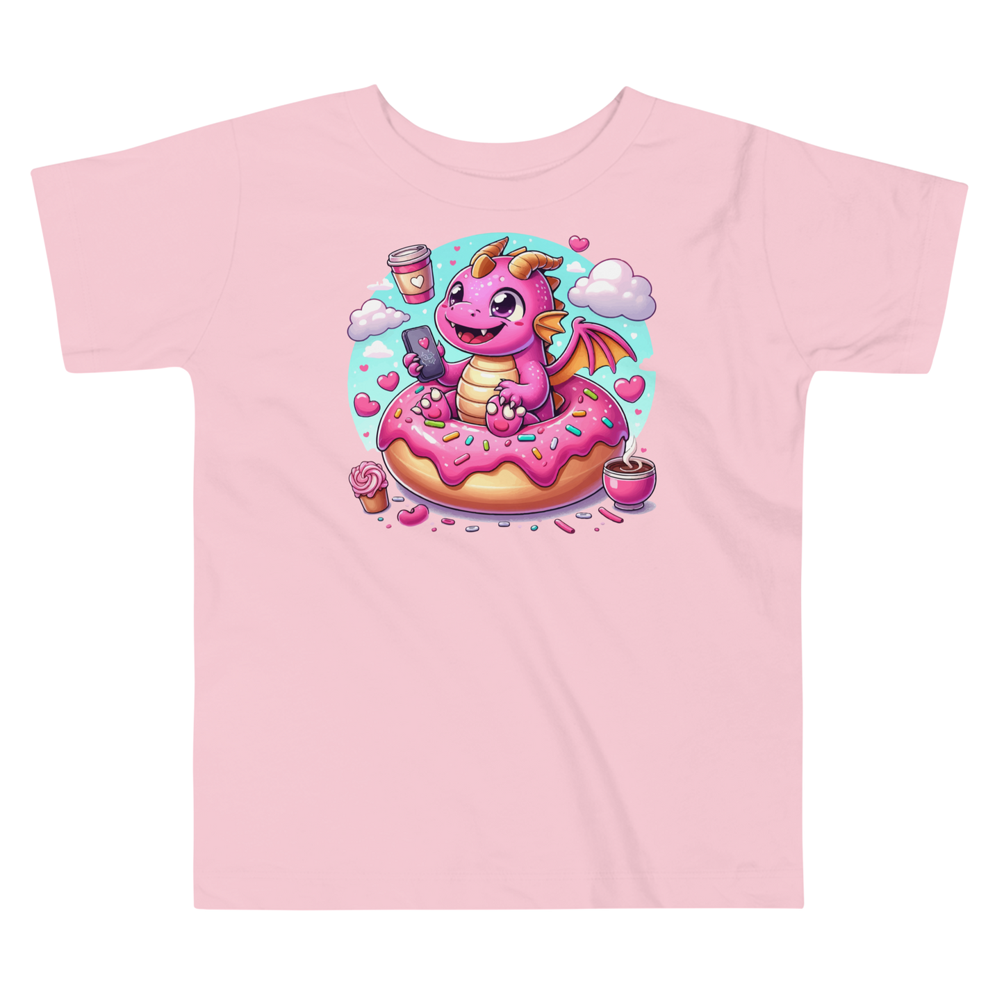Pink Dragon - Loving Coffee and Donuts - Toddler Tee