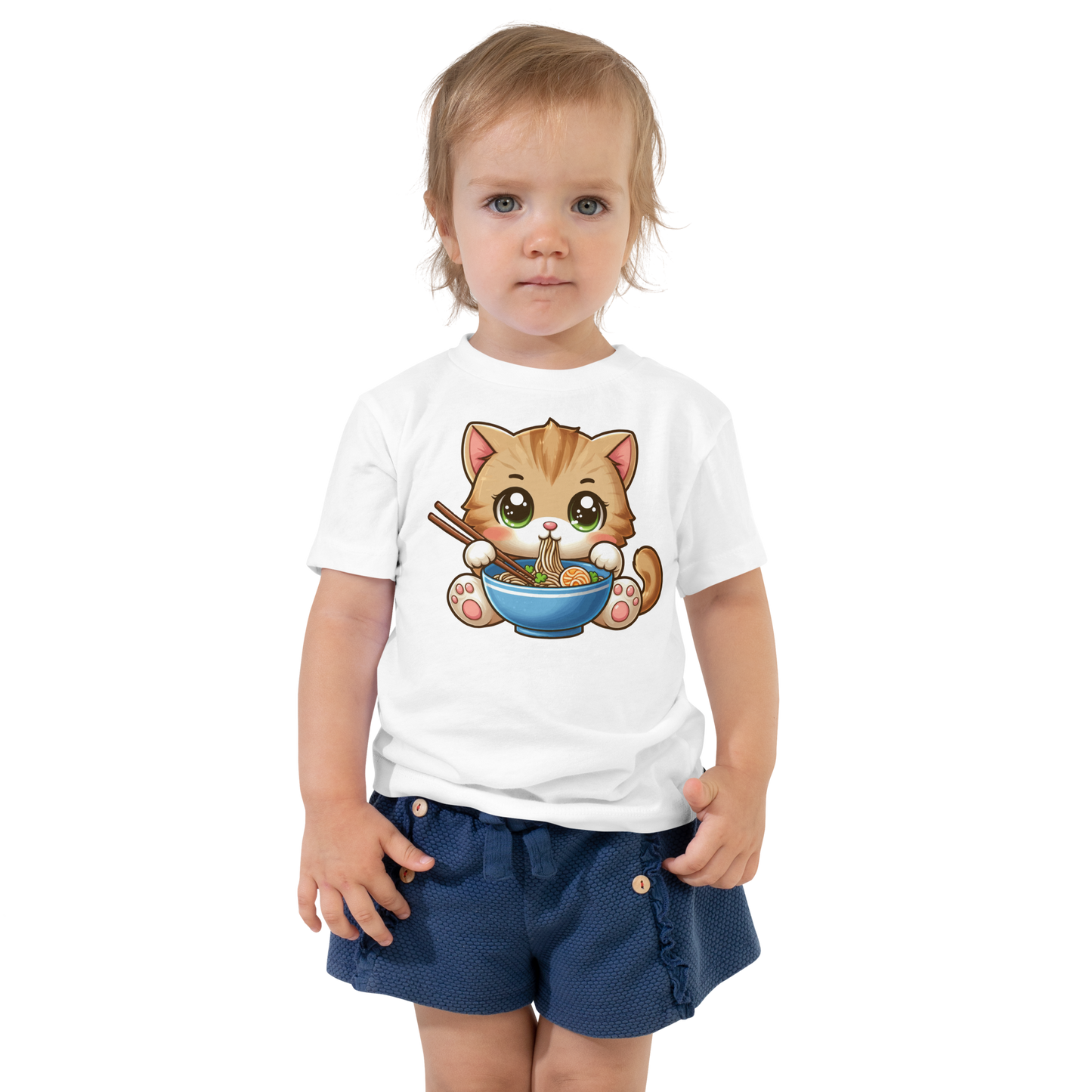 Brown Kitten - Eating Ramen - Toddler Tee