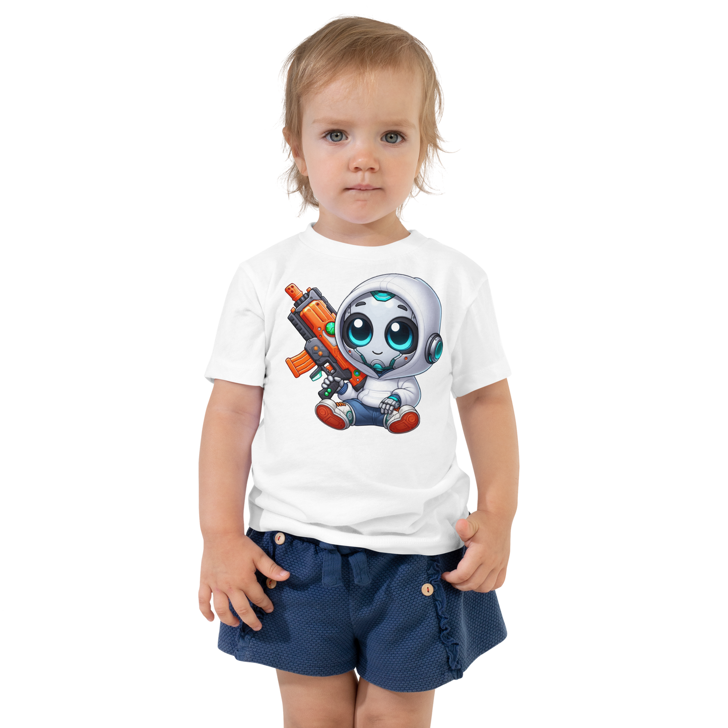 White Robot with Foam Dart Blaster - Toddler Tee