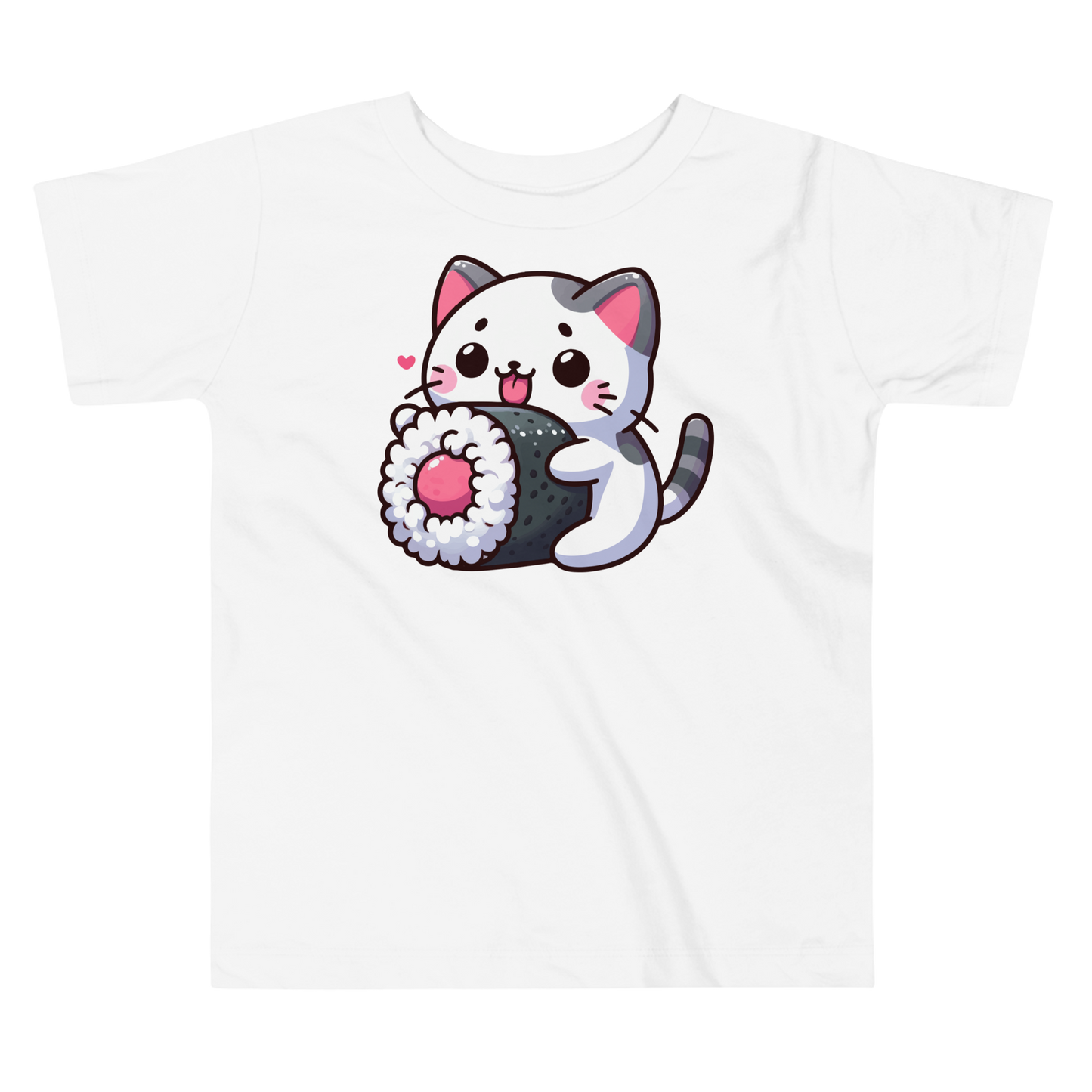 Black and Grey Kitten - Eating Sushi - Toddler Tee