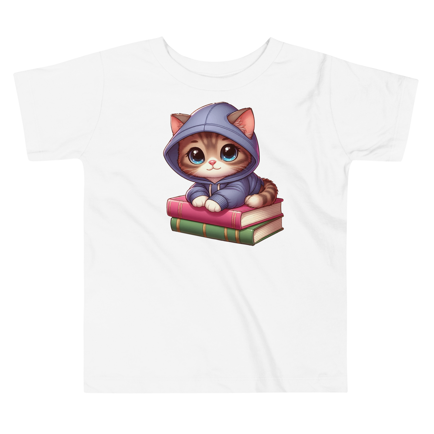 Brown Kitten - Sitting on Books - Toddler Tee