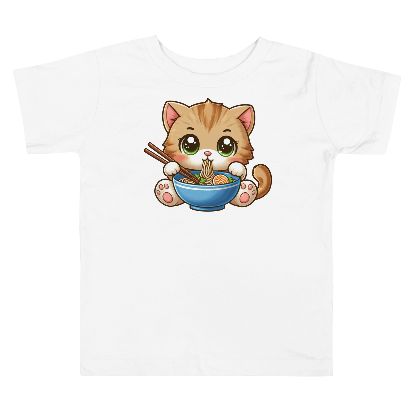 Brown Kitten - Eating Ramen - Toddler Tee