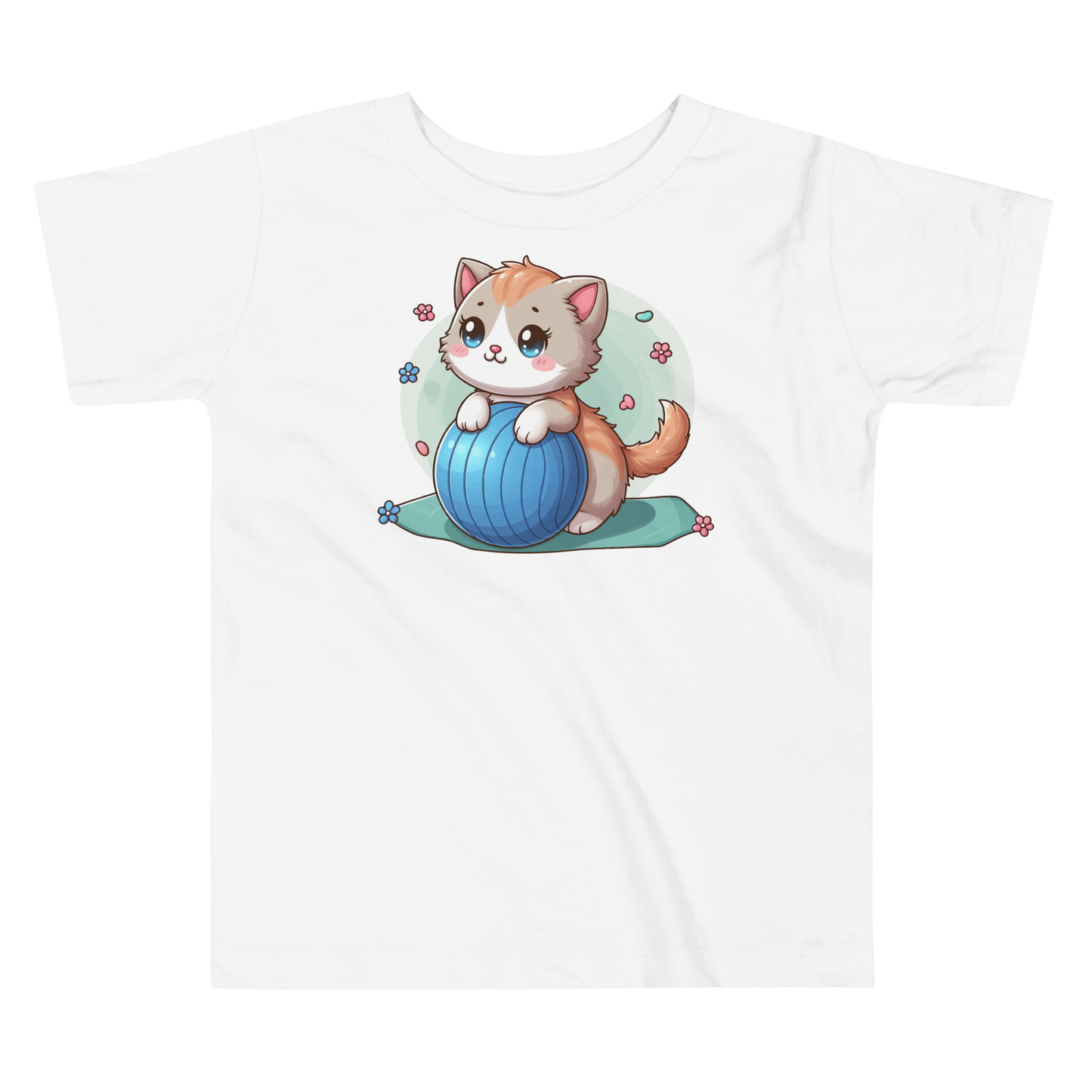 Brown Kitten on Blue Ball - Toddler Tee
