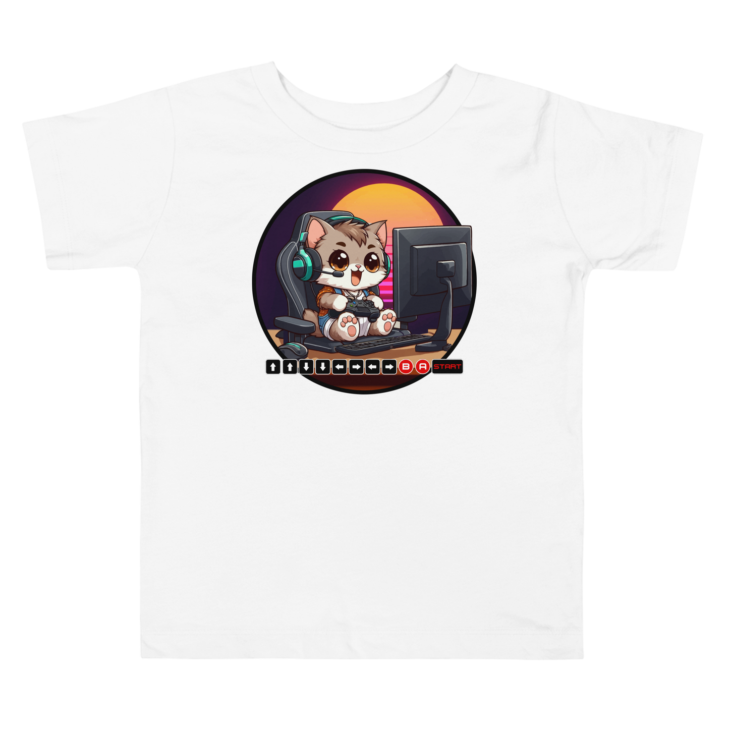 Gamer Kitten - Green Headset - Toddler Tee