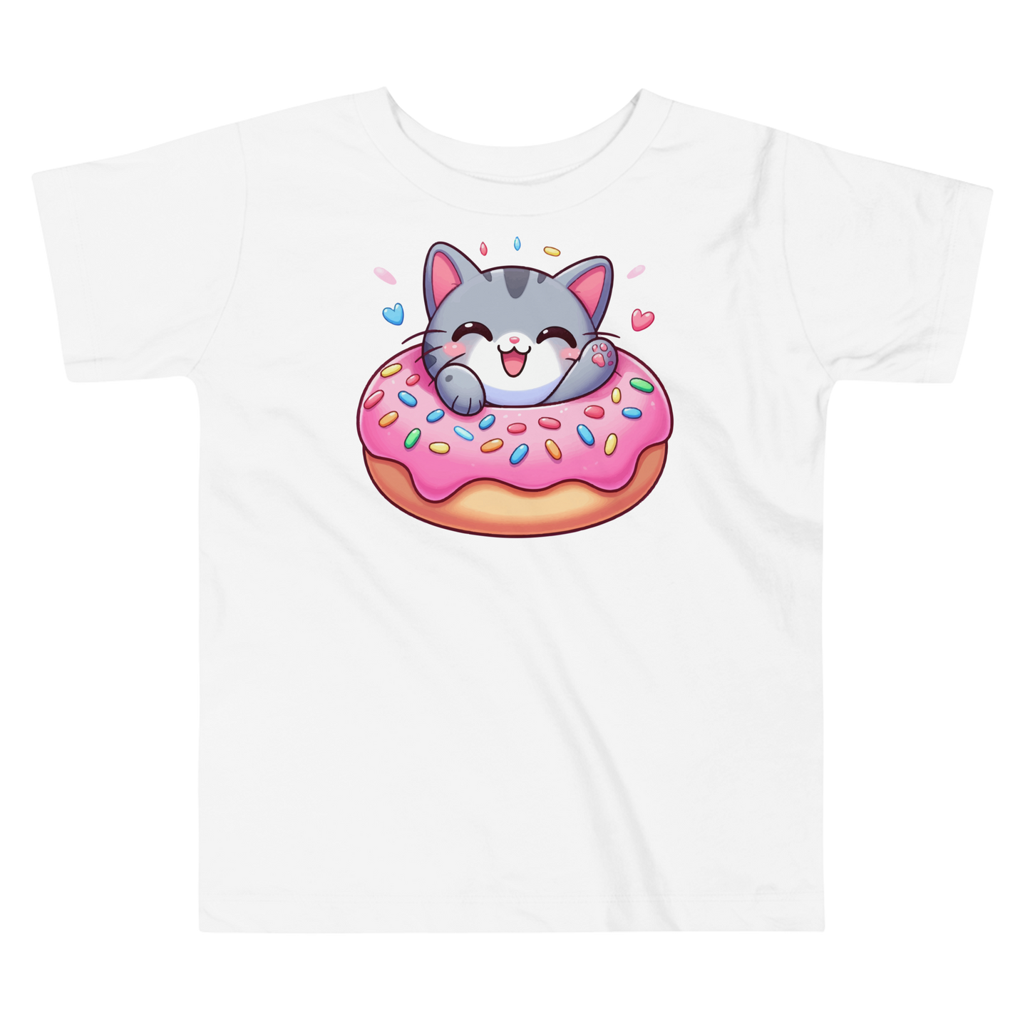 Grey Kitten - Laughing in a Donut - Toddler Tee