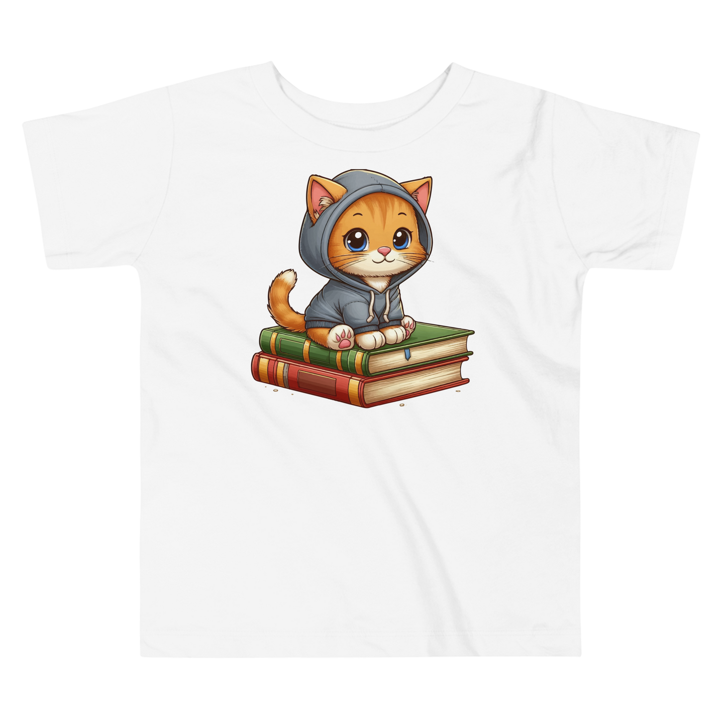 Orange Kitten - Sitting on Books - Toddler Tee