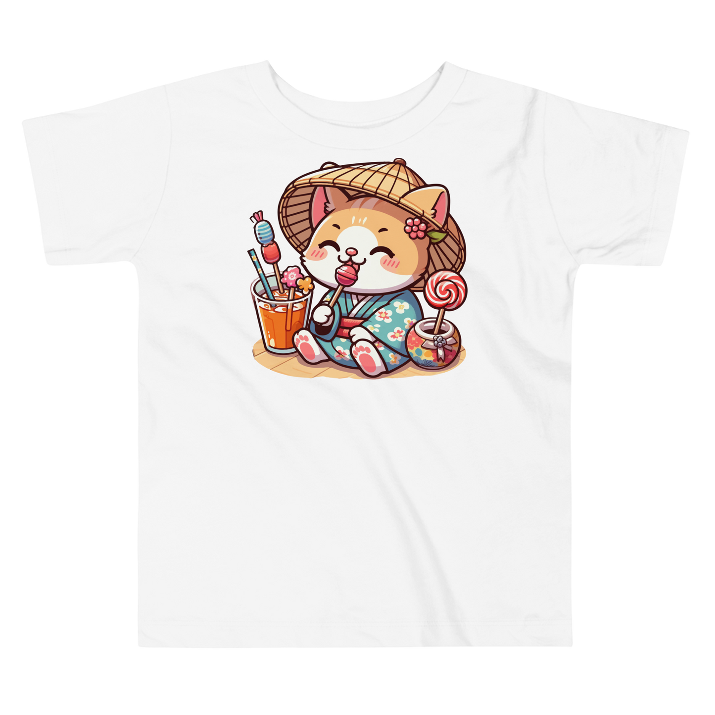 Orange Kitten in a Kimono - Toddler Tee