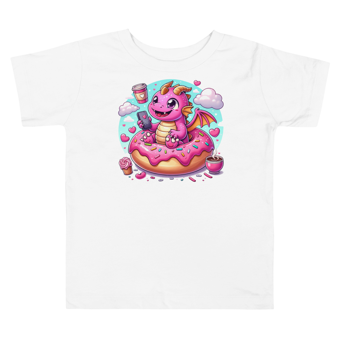 Pink Dragon - Loving Coffee and Donuts - Toddler Tee