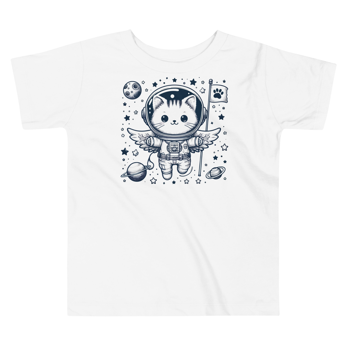 Space Kitten with Stars - Toddler Tee