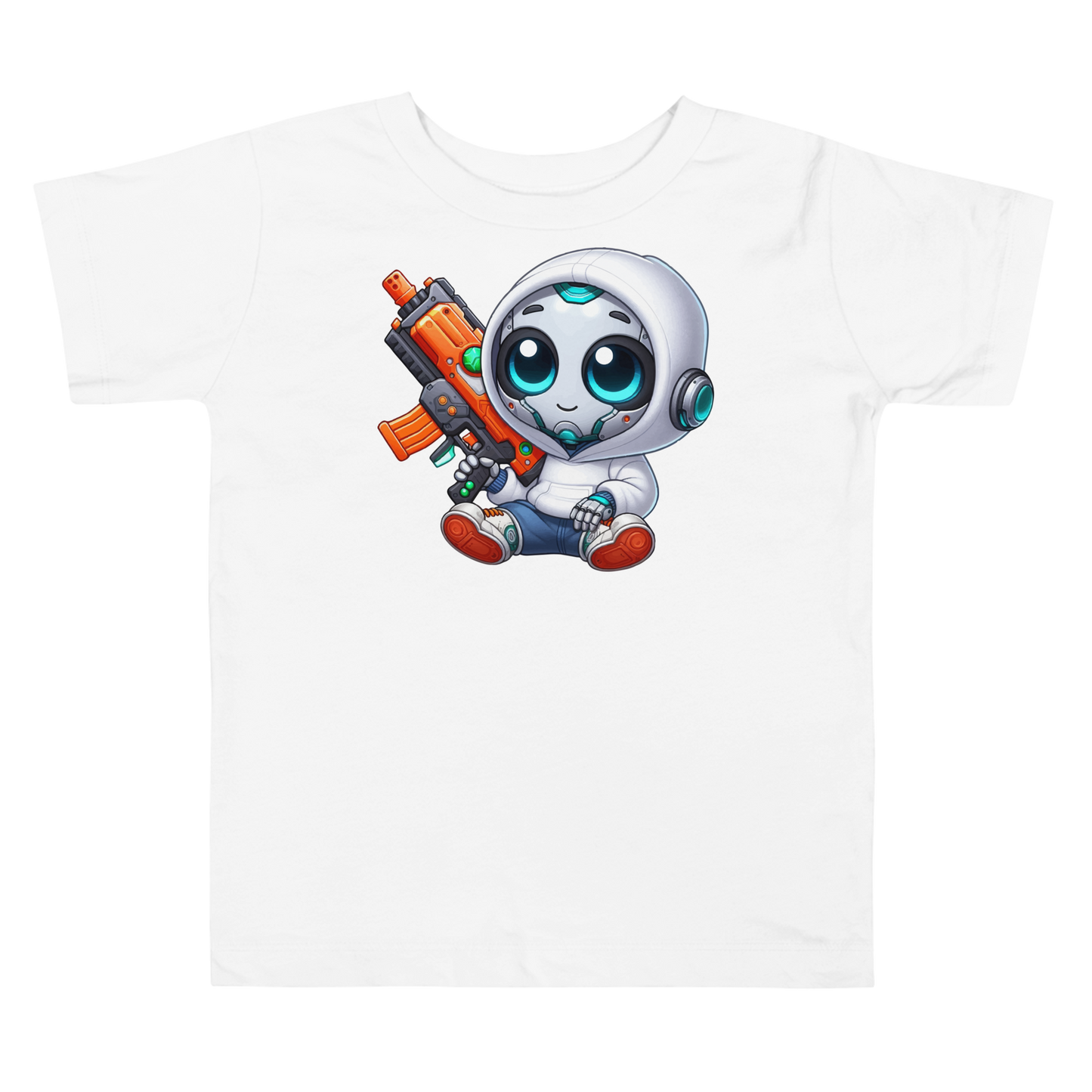 White Robot with Foam Dart Blaster - Toddler Tee