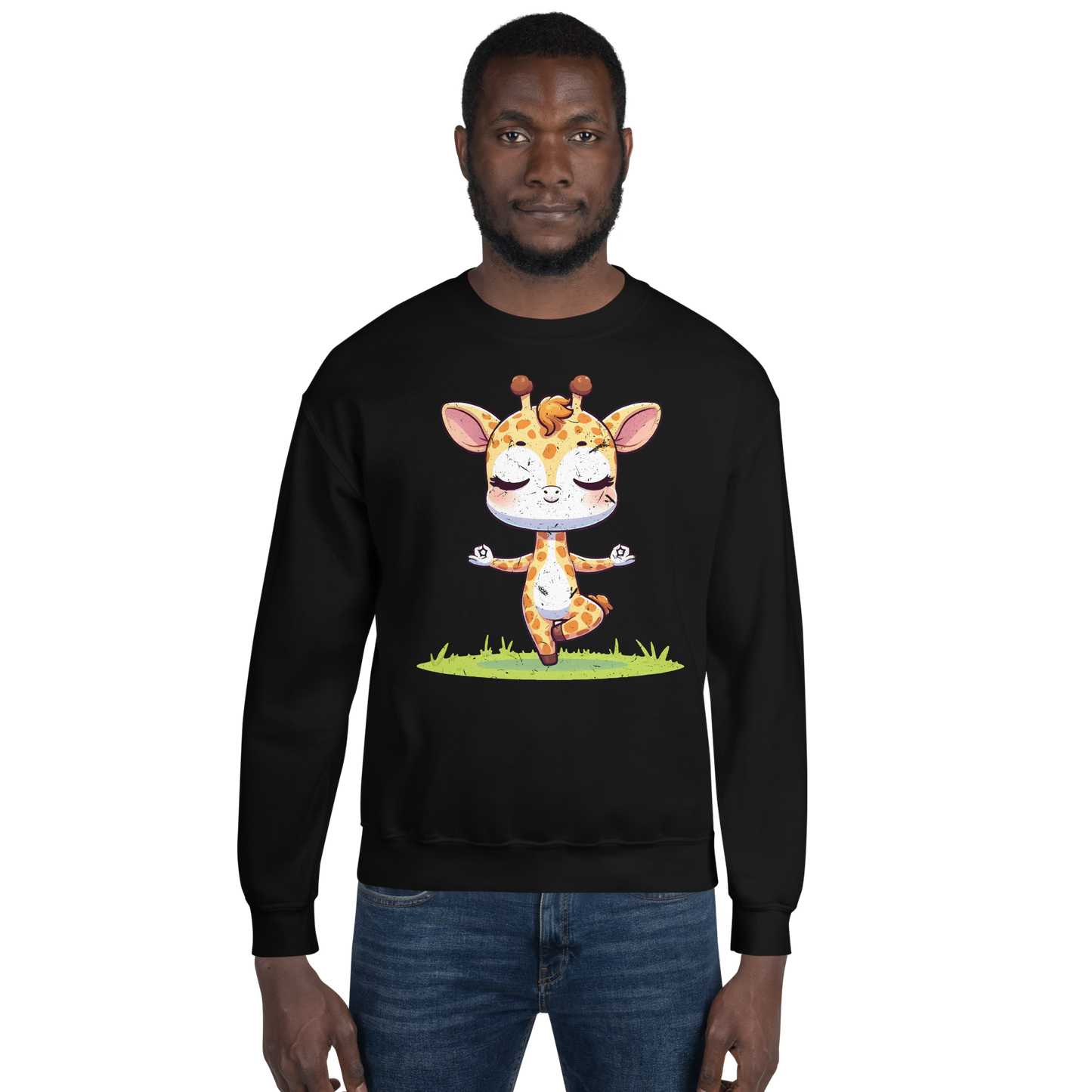 Giraffe doing Yoga - Preshrunk Sweatshirt