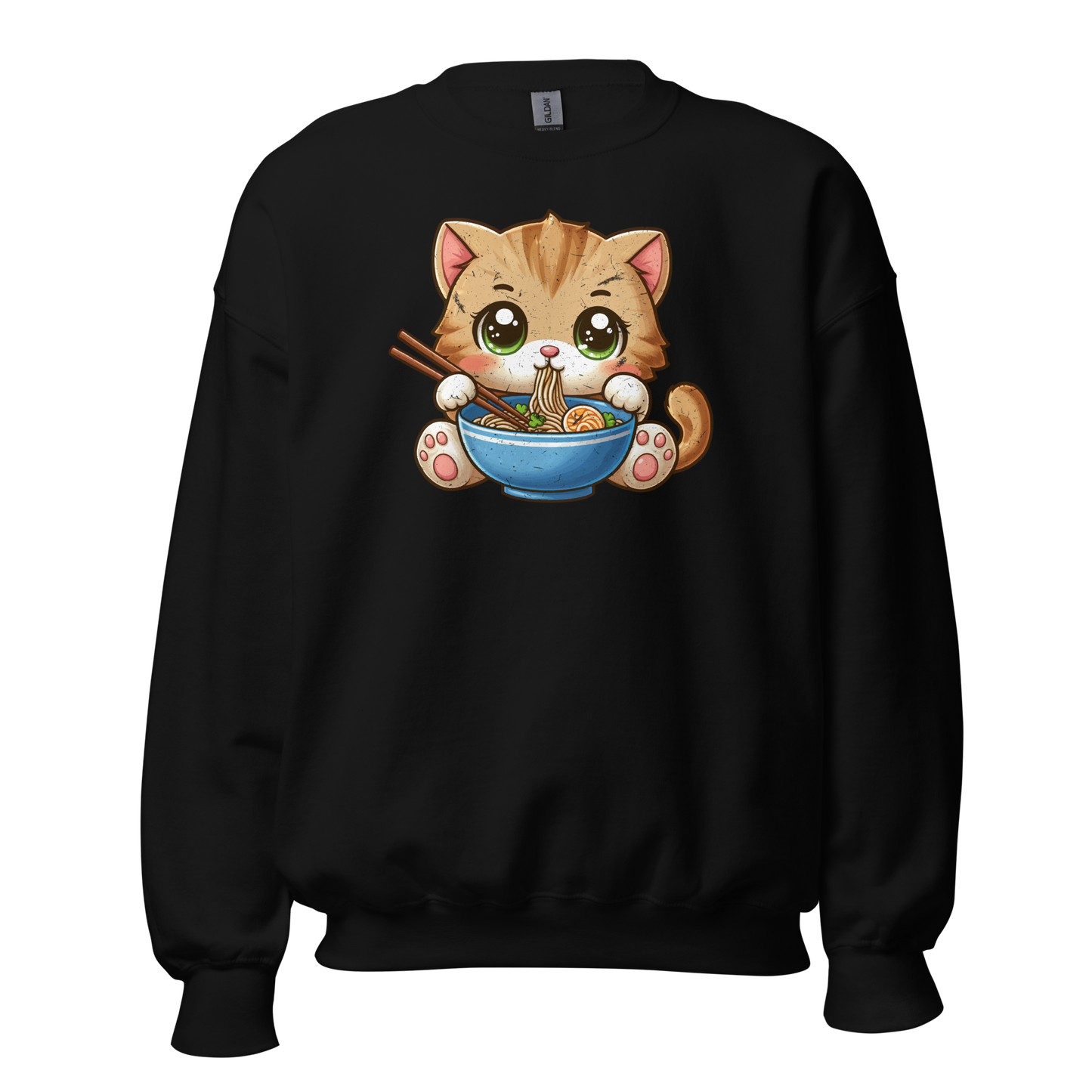 Brown Kitten - Eating Ramen - Preshrunk Sweatshirt