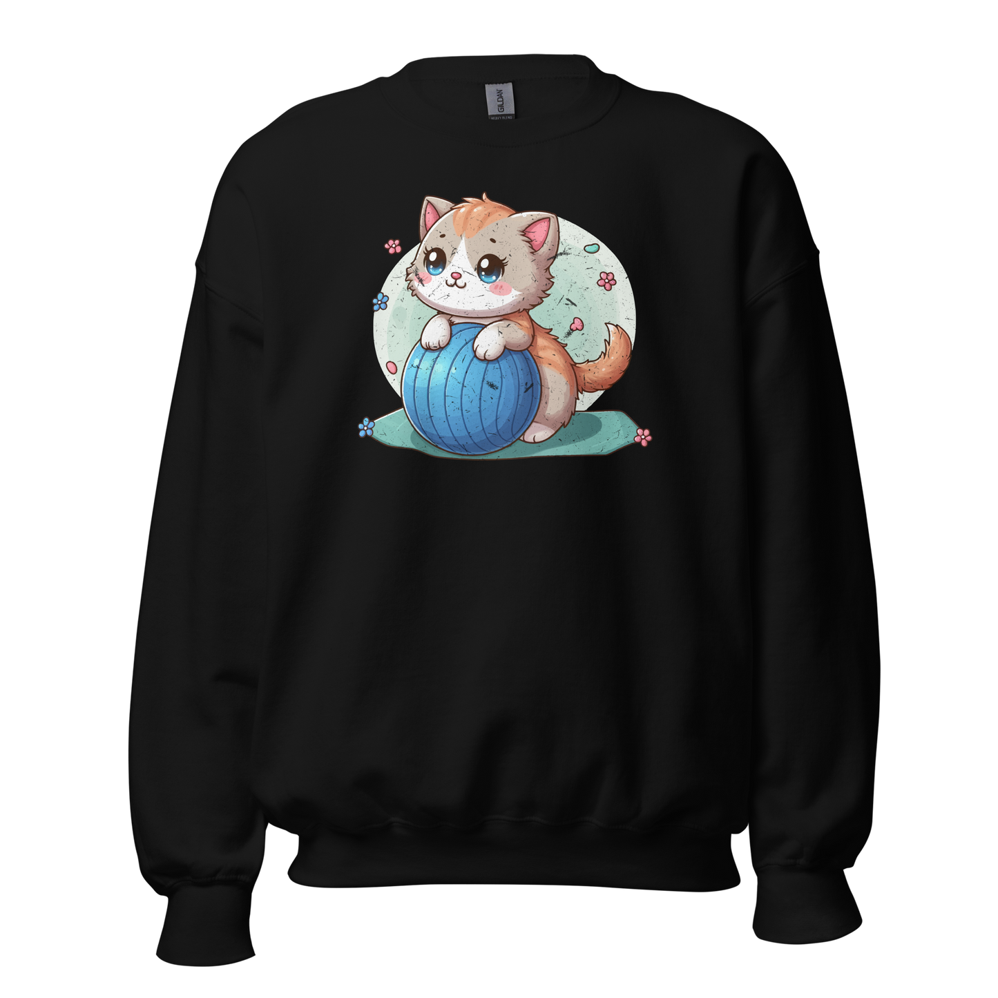 Brown Kitten on Blue Ball - Preshrunk Sweatshirt