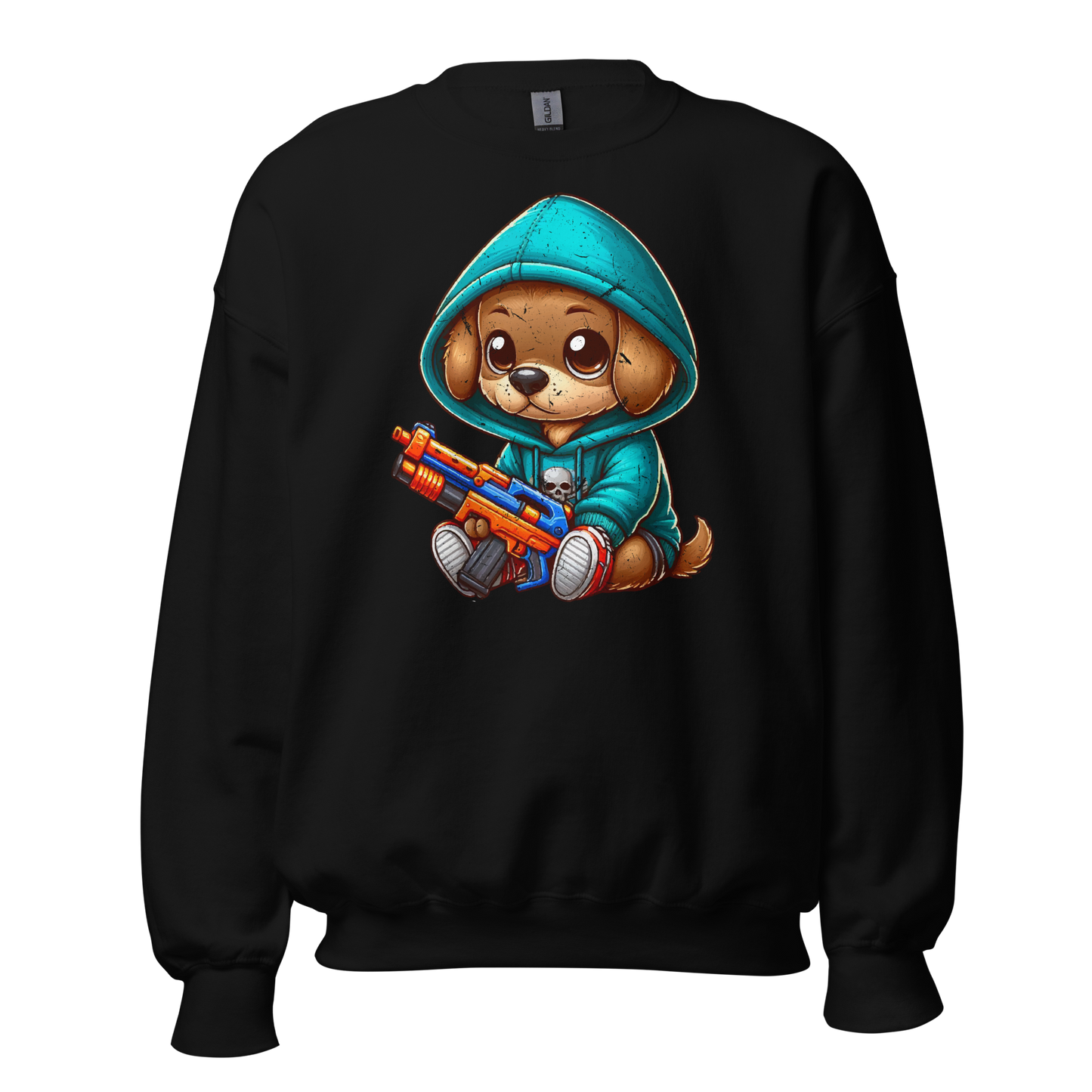 Brown Puppy with Foam Dart Blaster - Preshrunk Sweatshirt