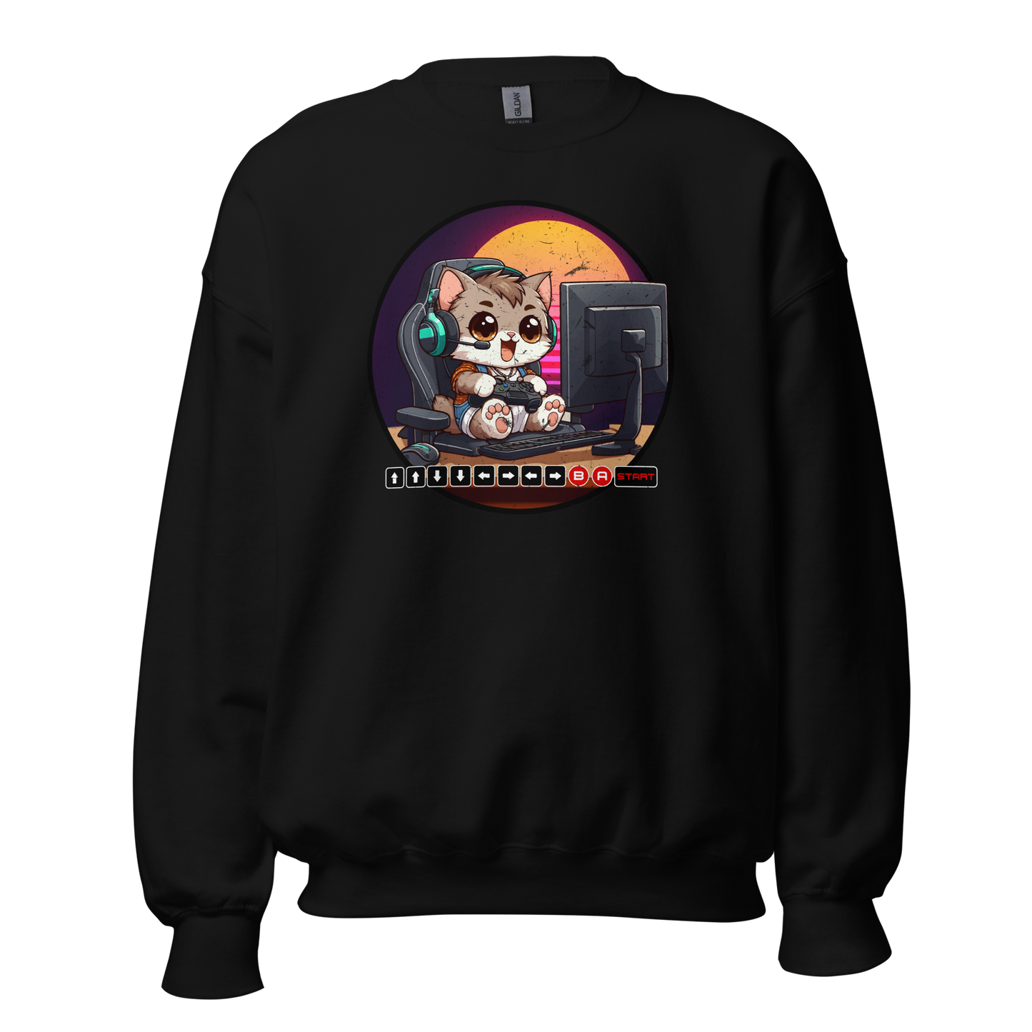 Gamer Kitten - Green Headset - Preshrunk Sweatshirt