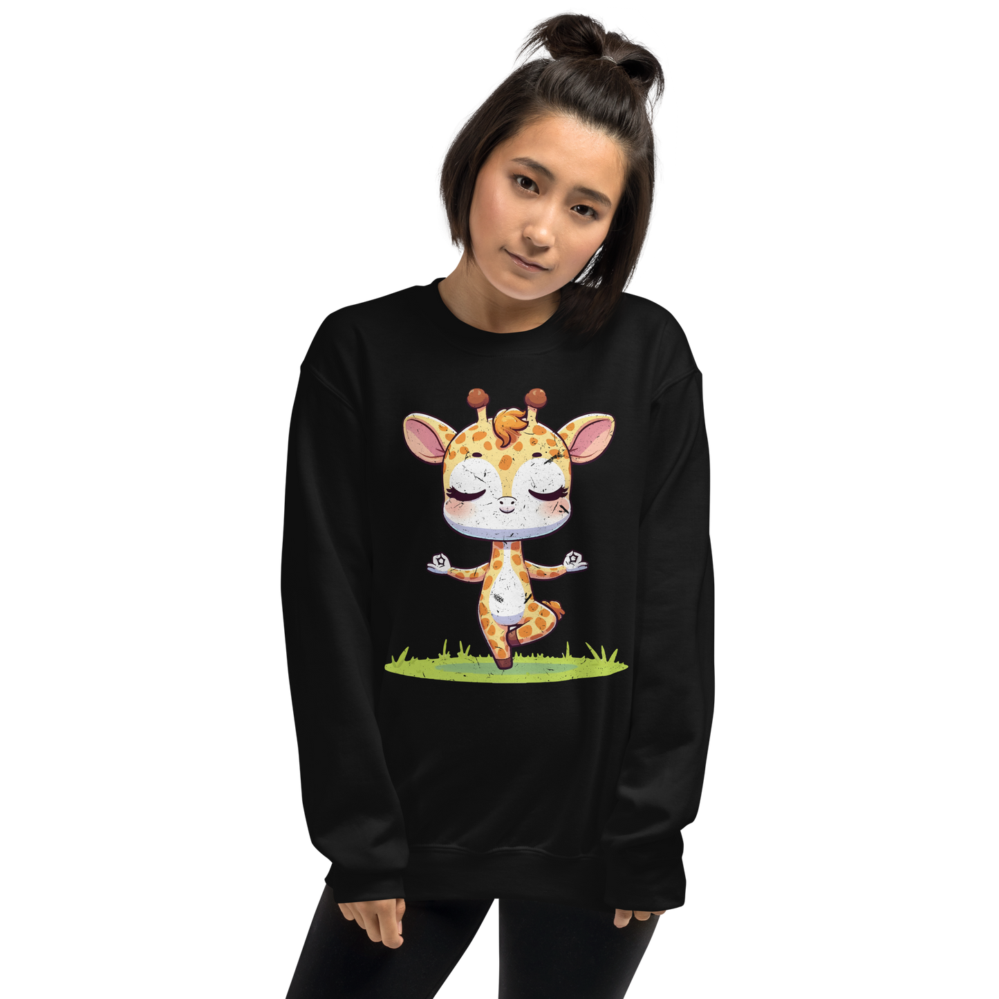 Giraffe doing Yoga - Preshrunk Sweatshirt